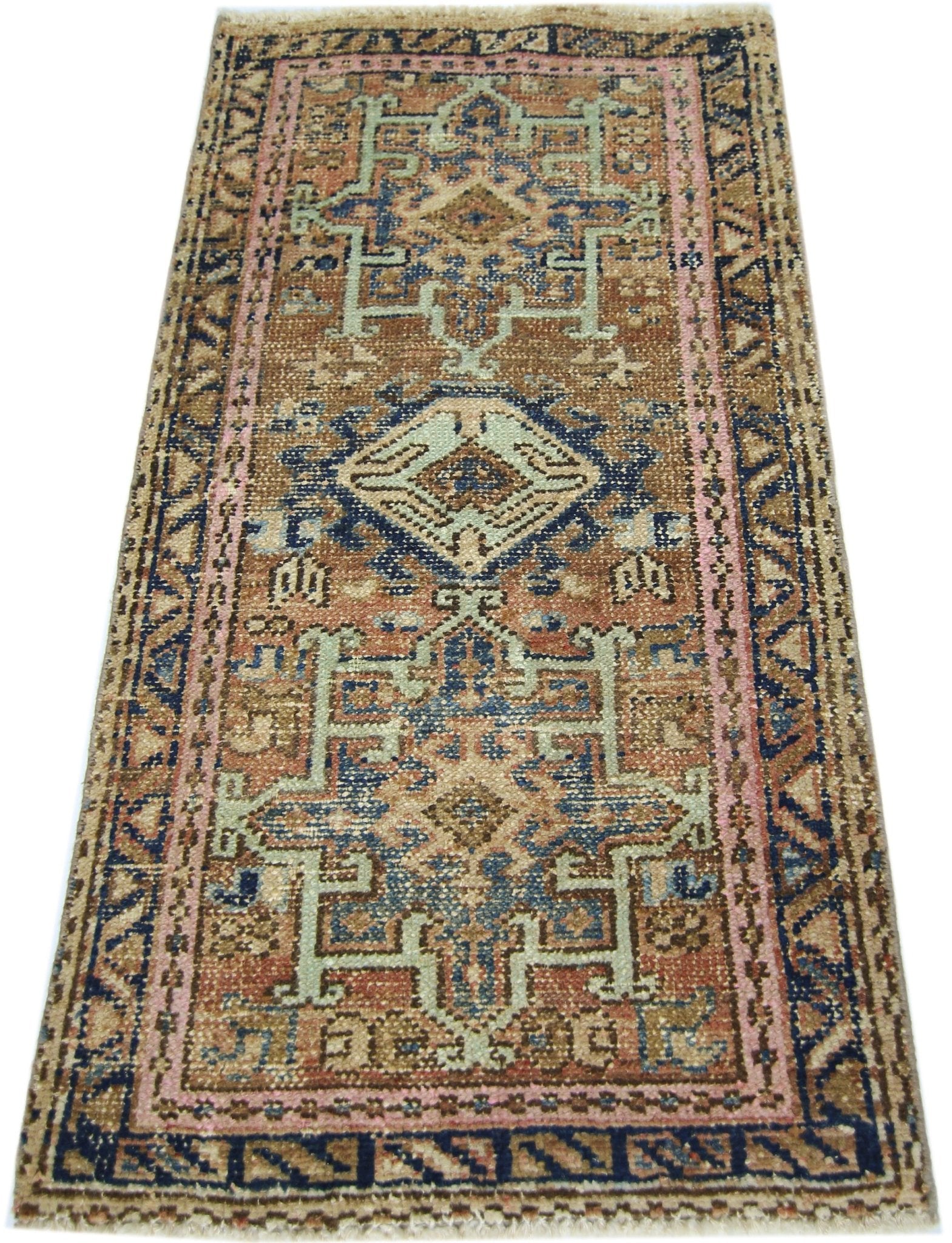 Handmade Mini Vintage Persian Karaja Rug | 109 x 62 cm | 3'7" x 2' - Najaf Rugs & Textile