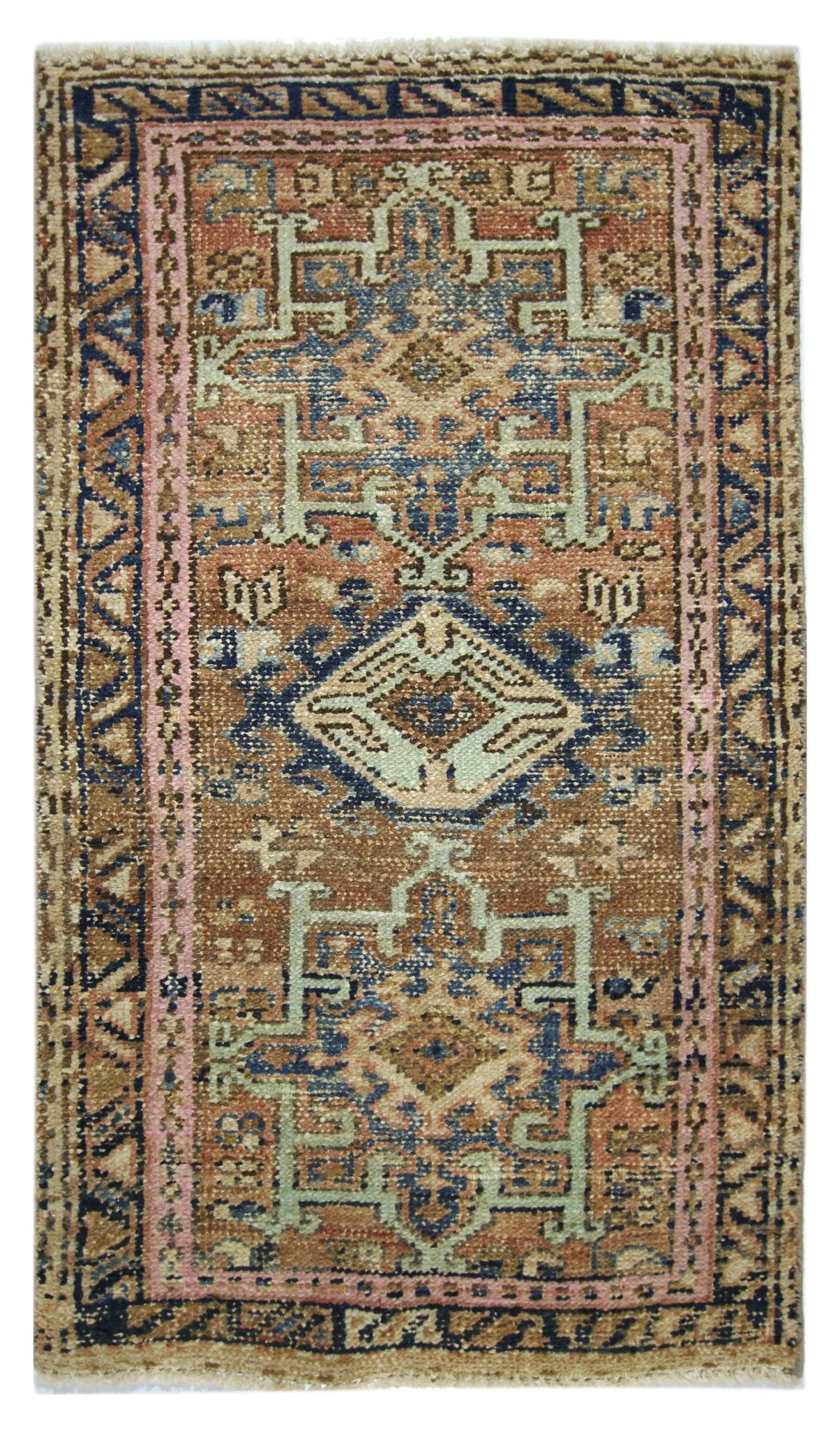 Handmade Mini Vintage Persian Karaja Rug | 109 x 62 cm | 3'7" x 2' - Najaf Rugs & Textile