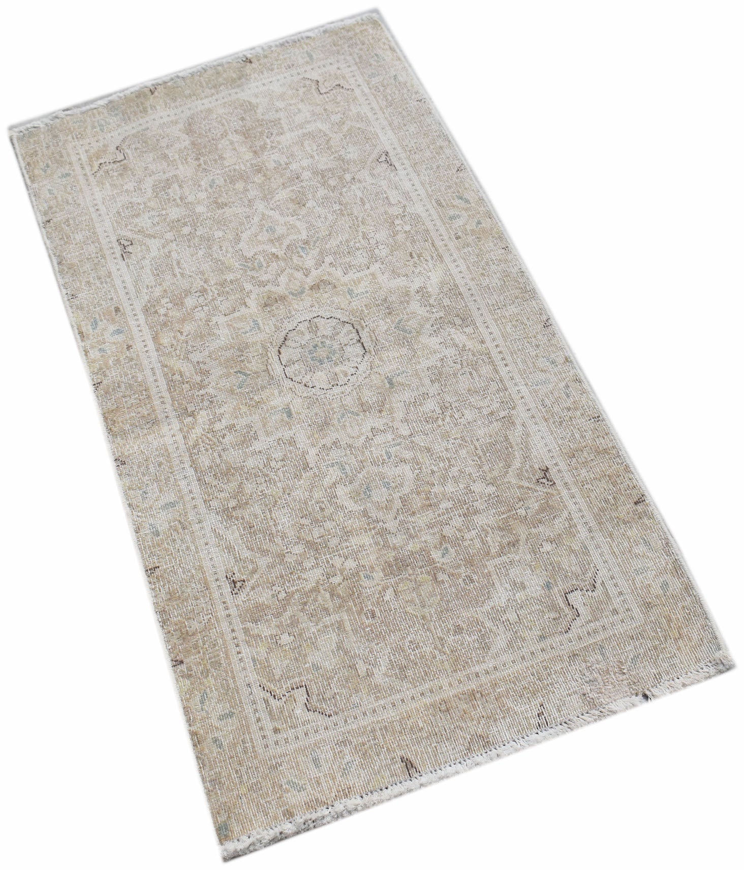 Handmade Mini Vintage Persian Kerman Rug | 106 x 54 cm | 3'6" x 1'9" - Najaf Rugs & Textile