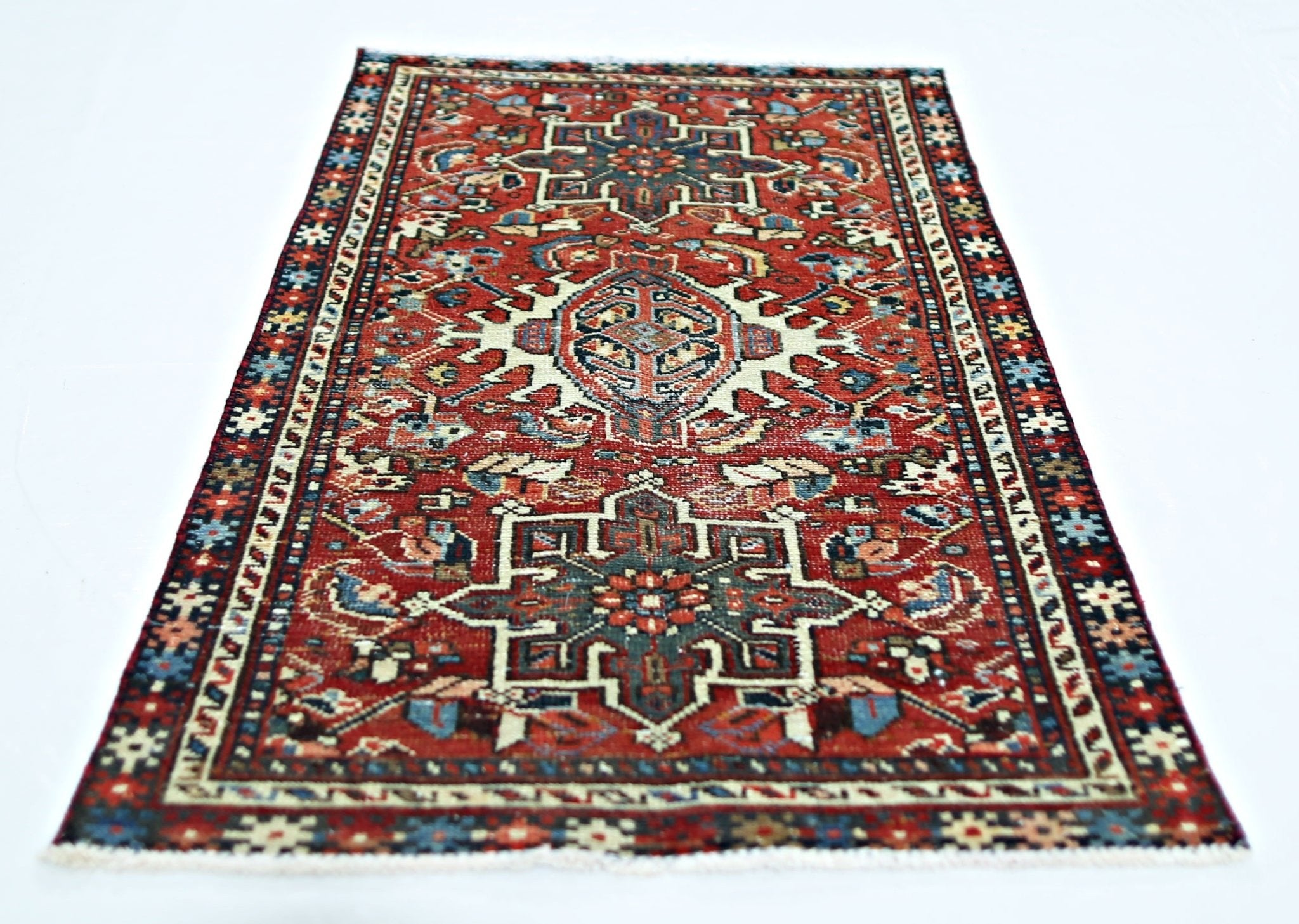 Handmade Mini Vintage Persian Rug | 106 x 70 cm | 3'10" x 2'4" - Najaf Rugs & Textile