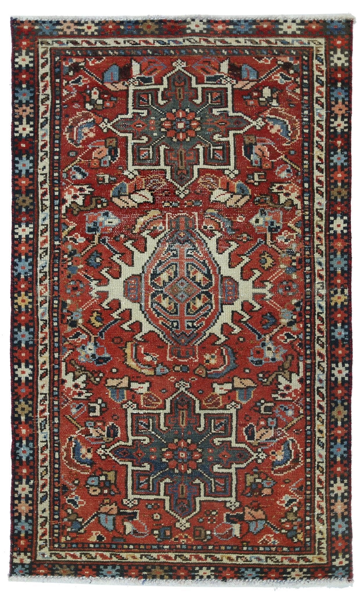 Handmade Mini Vintage Persian Rug | 106 x 70 cm | 3'10" x 2'4" - Najaf Rugs & Textile