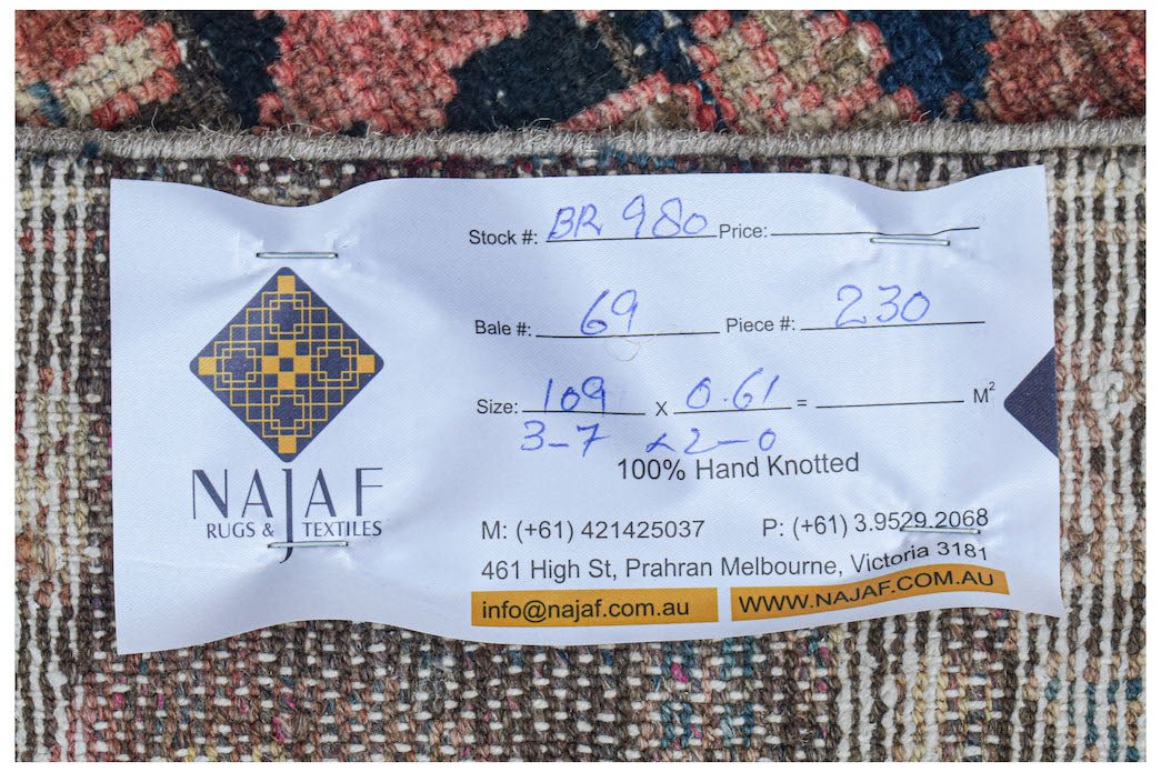 Handmade Mini Vintage Persian Rug | 109 x 61 cm | 3'7" x 2' - Najaf Rugs & Textile