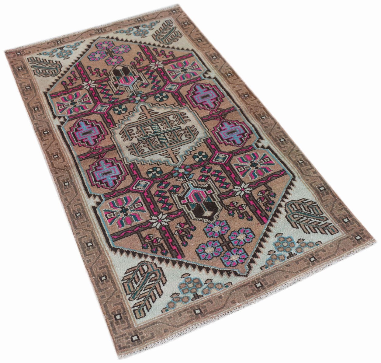 Handmade Mini Vintage Persian Rug | 124 x 76 cm | 4'1" x 2'6" - Najaf Rugs & Textile