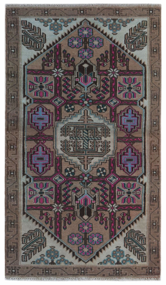 Handmade Mini Vintage Persian Rug | 124 x 76 cm | 4'1" x 2'6" - Najaf Rugs & Textile
