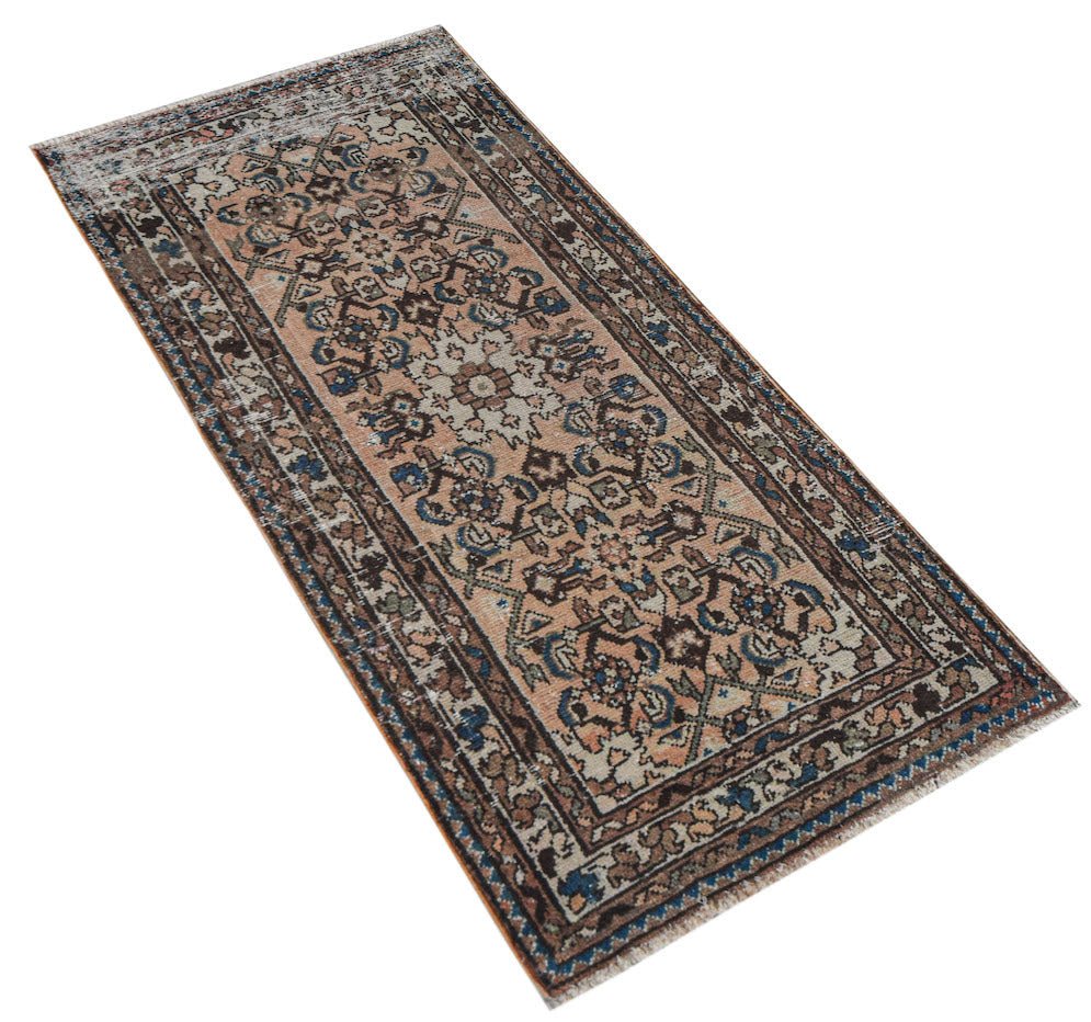 Handmade Mini Vintage Persian Rug | 128 x 64 cm | 4'2" x 2'1" - Najaf Rugs & Textile
