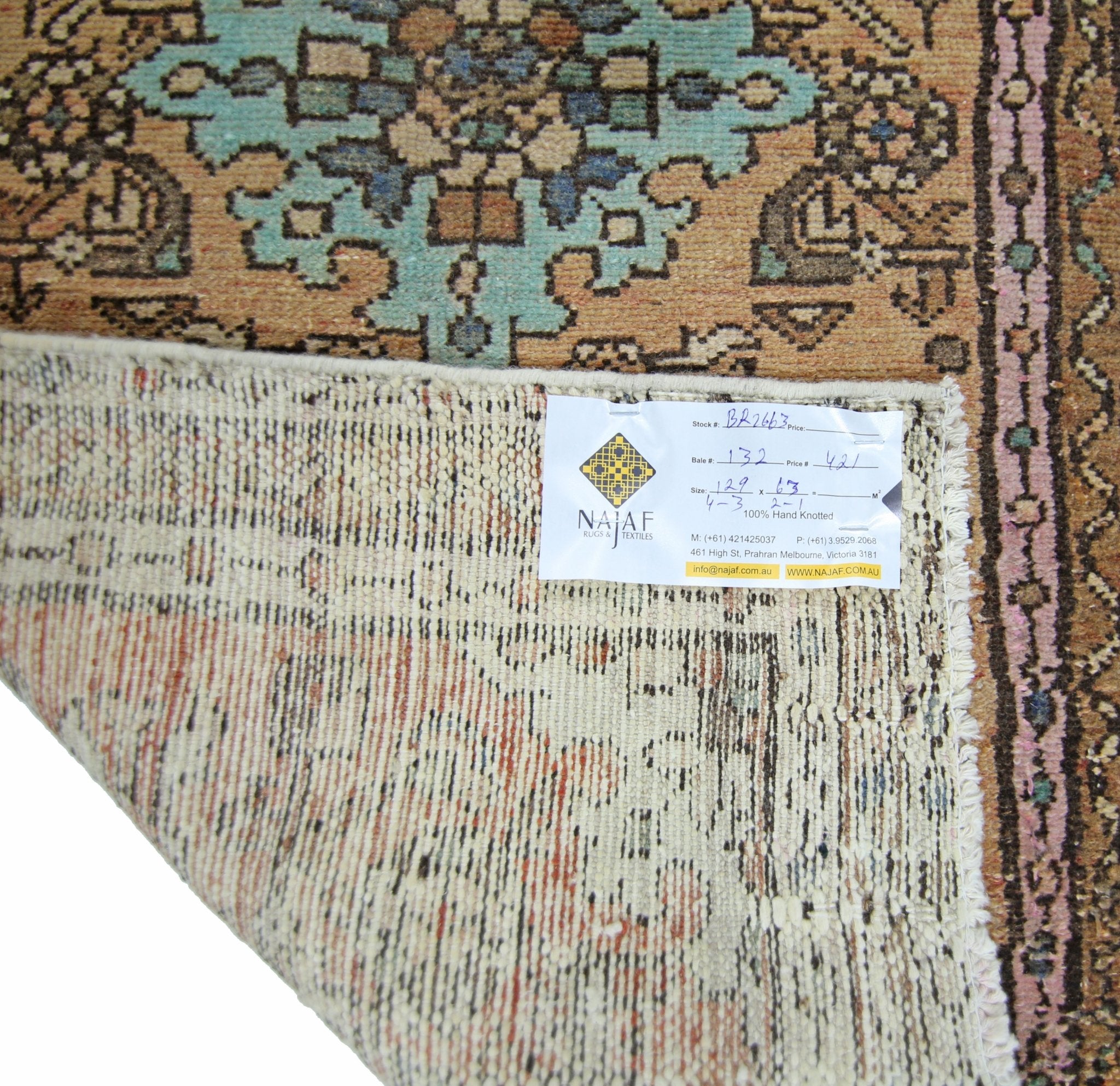 Handmade Mini Vintage Persian Rug | 129 x 63 cm | 4'3" x 2'1" - Najaf Rugs & Textile