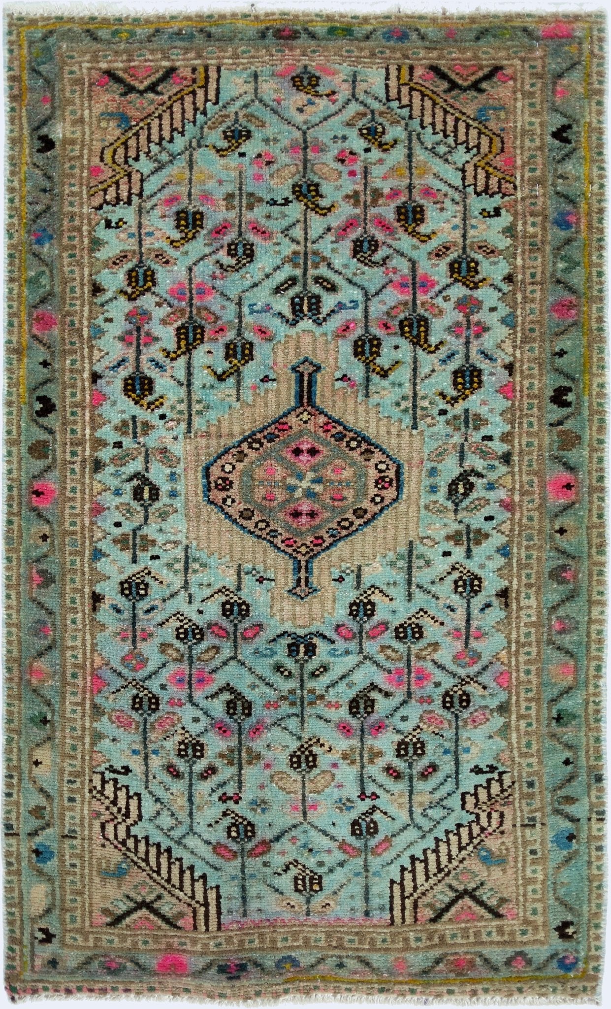 Handmade Mini Vintage Persian Rug | 88 x 54 cm | 2'10" x 1'9" - Najaf Rugs & Textile