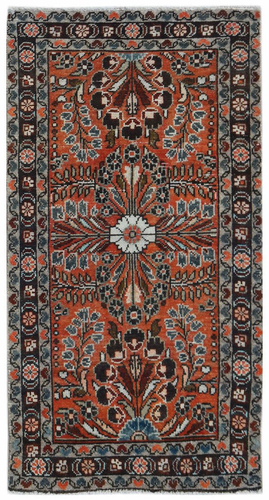 Handmade Mini Vintage Persian Sarouk Rug | 133 x 75 cm | 4'4" x 2'5" - Najaf Rugs & Textile