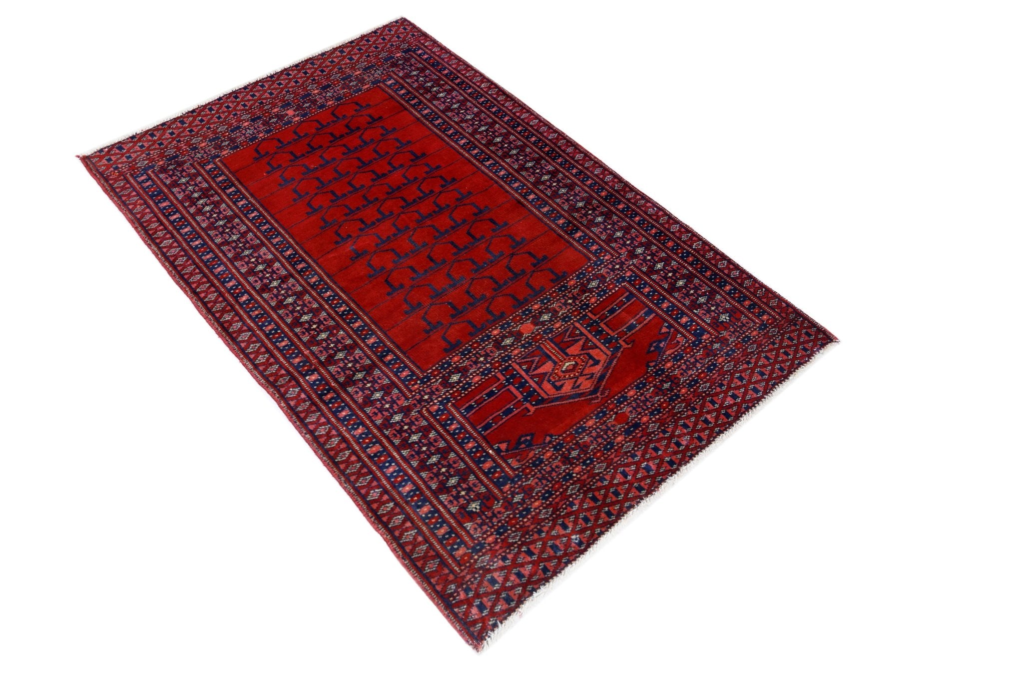 Handmade Mini Vintage Princess Bokhara Prayer Rug | 90 x 63 cm | 2'11" x 2'1" - Najaf Rugs & Textile