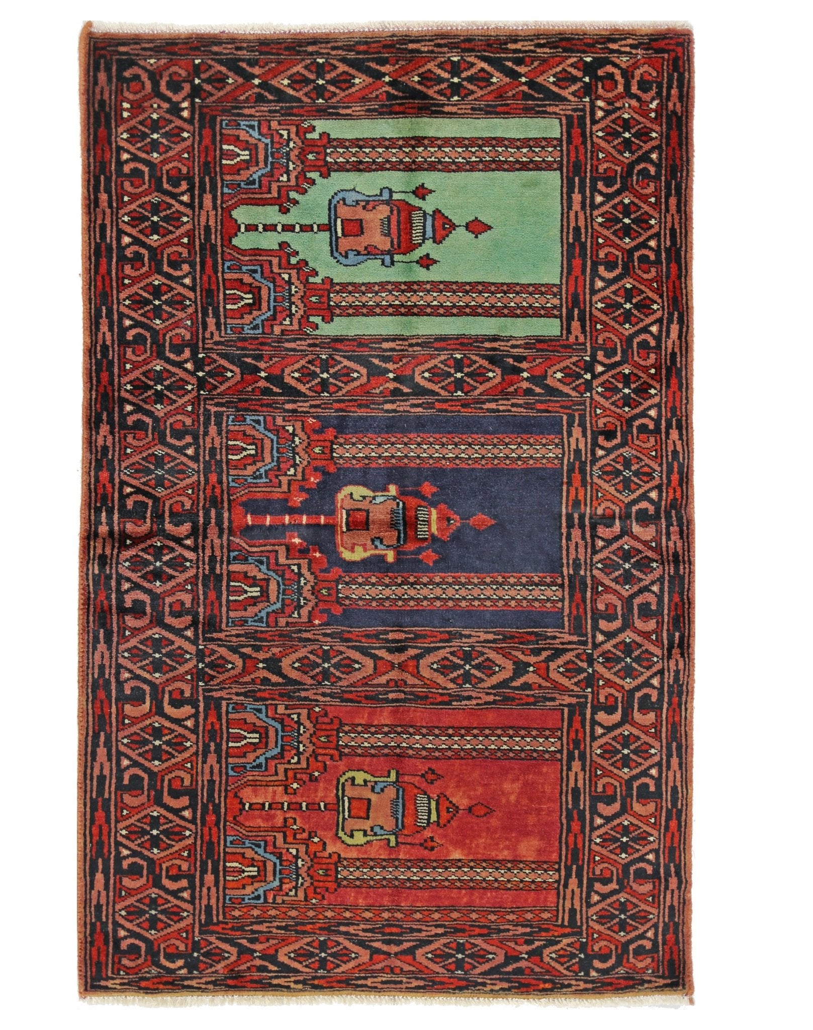 Handmade Mini Vintage Princess Bokhara Prayer Rug | 94 x 60 cm | 3'1" x 2' - Najaf Rugs & Textile