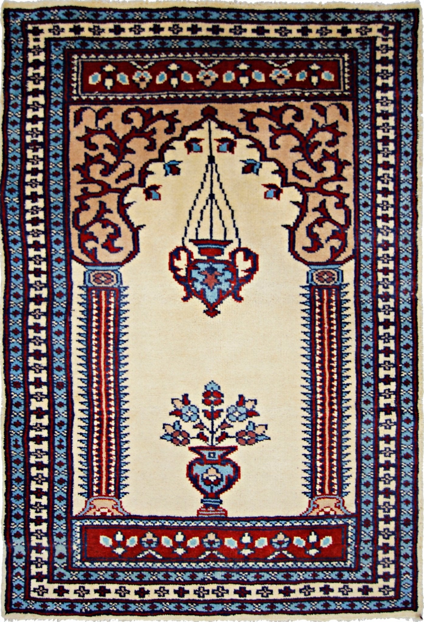 Handmade Mini Vintage Princess Bokhara Prayer Rug | 96 x 66 cm | 3'2" x 2'2" - Najaf Rugs & Textile