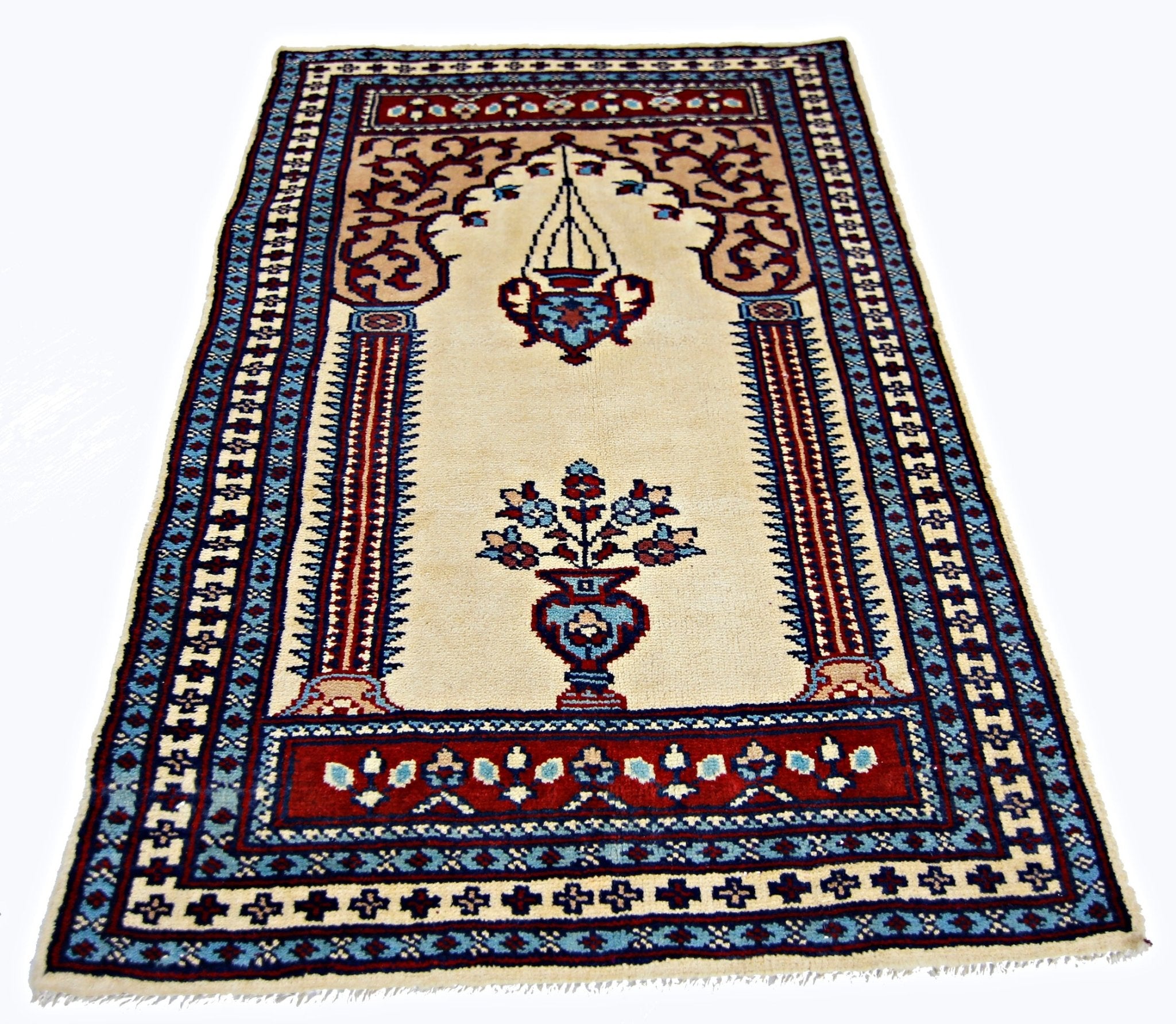 Handmade Mini Vintage Princess Bokhara Prayer Rug | 96 x 66 cm | 3'2" x 2'2" - Najaf Rugs & Textile