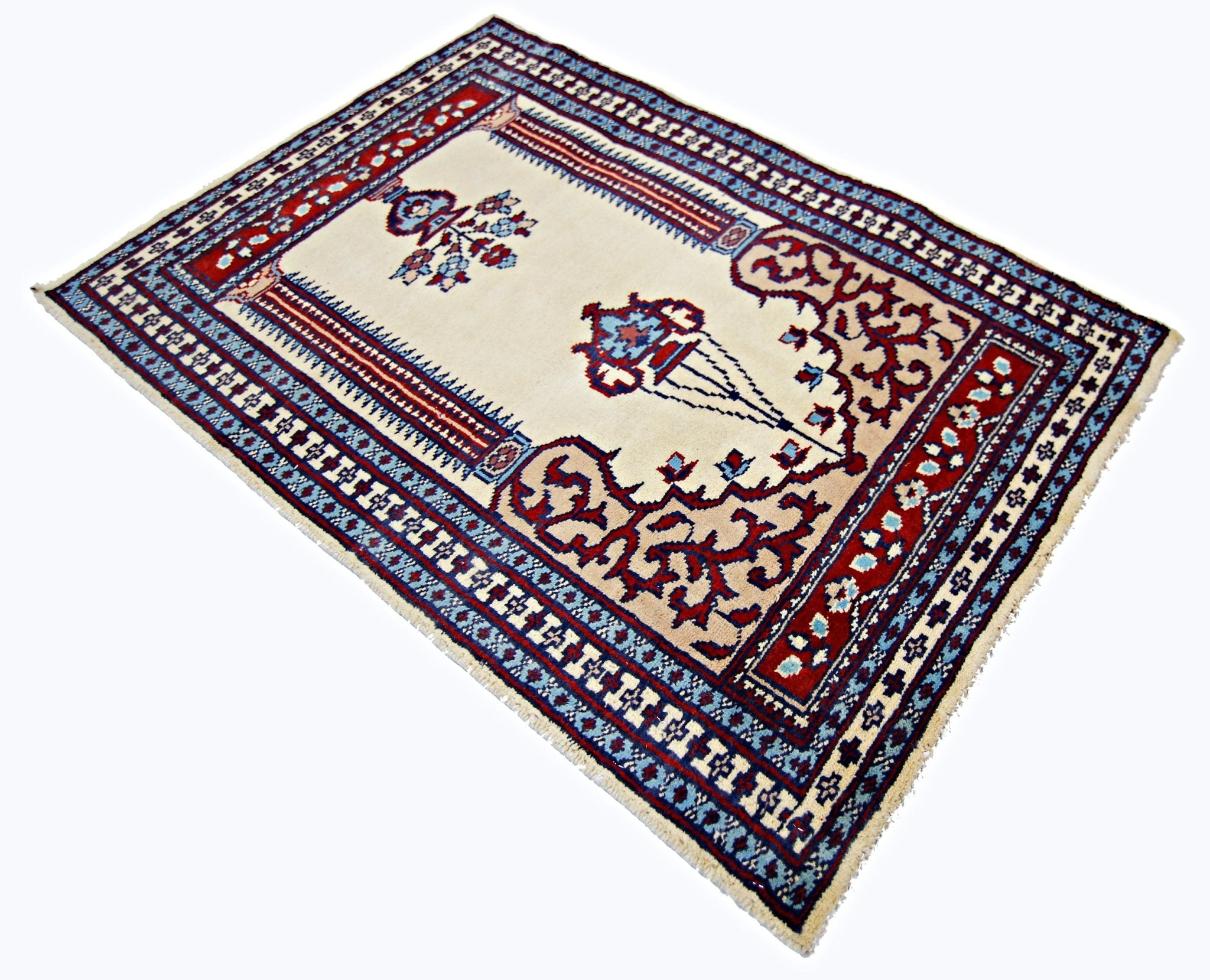 Handmade Mini Vintage Princess Bokhara Prayer Rug | 96 x 66 cm | 3'2" x 2'2" - Najaf Rugs & Textile