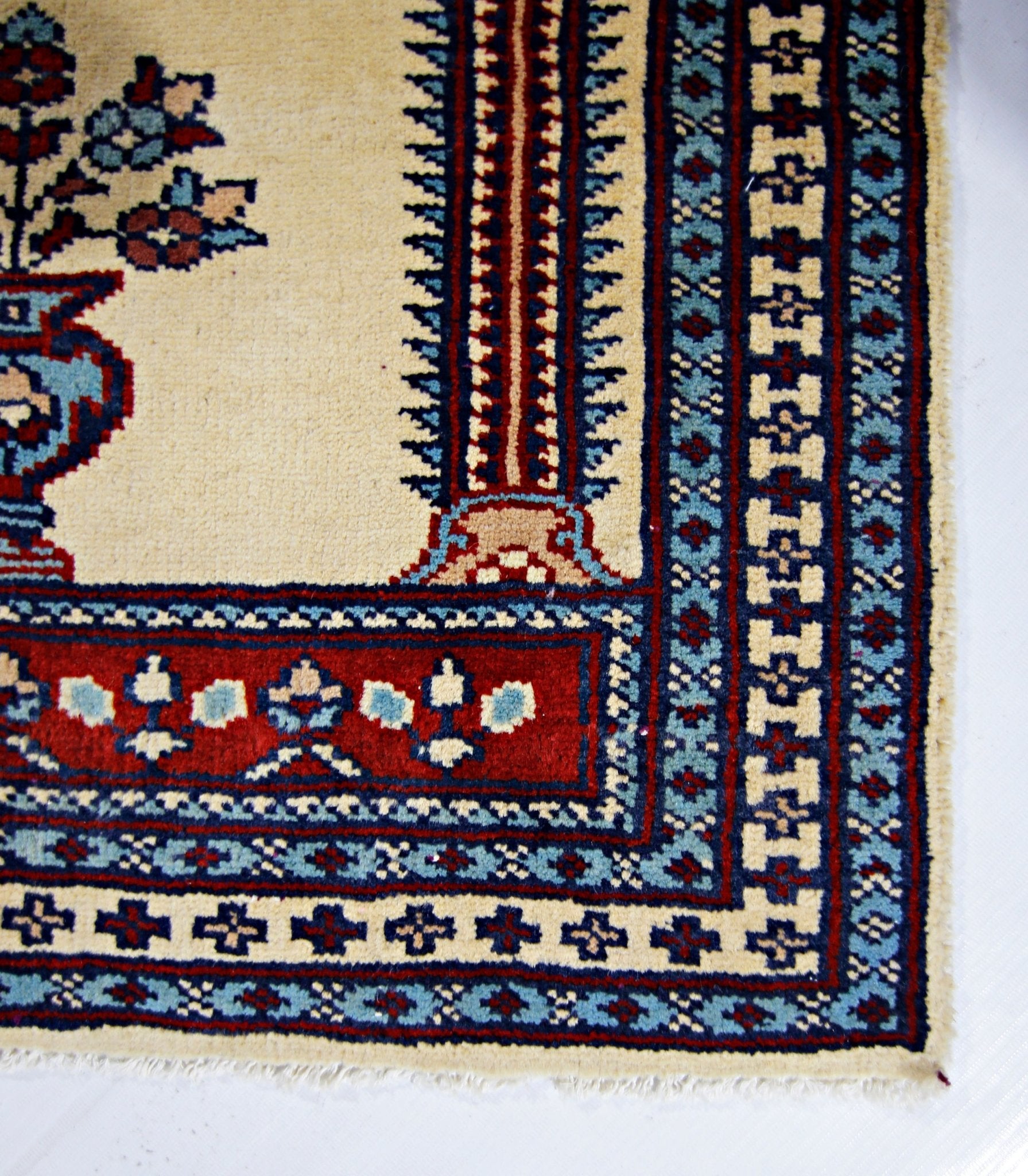 Handmade Mini Vintage Princess Bokhara Prayer Rug | 96 x 66 cm | 3'2" x 2'2" - Najaf Rugs & Textile