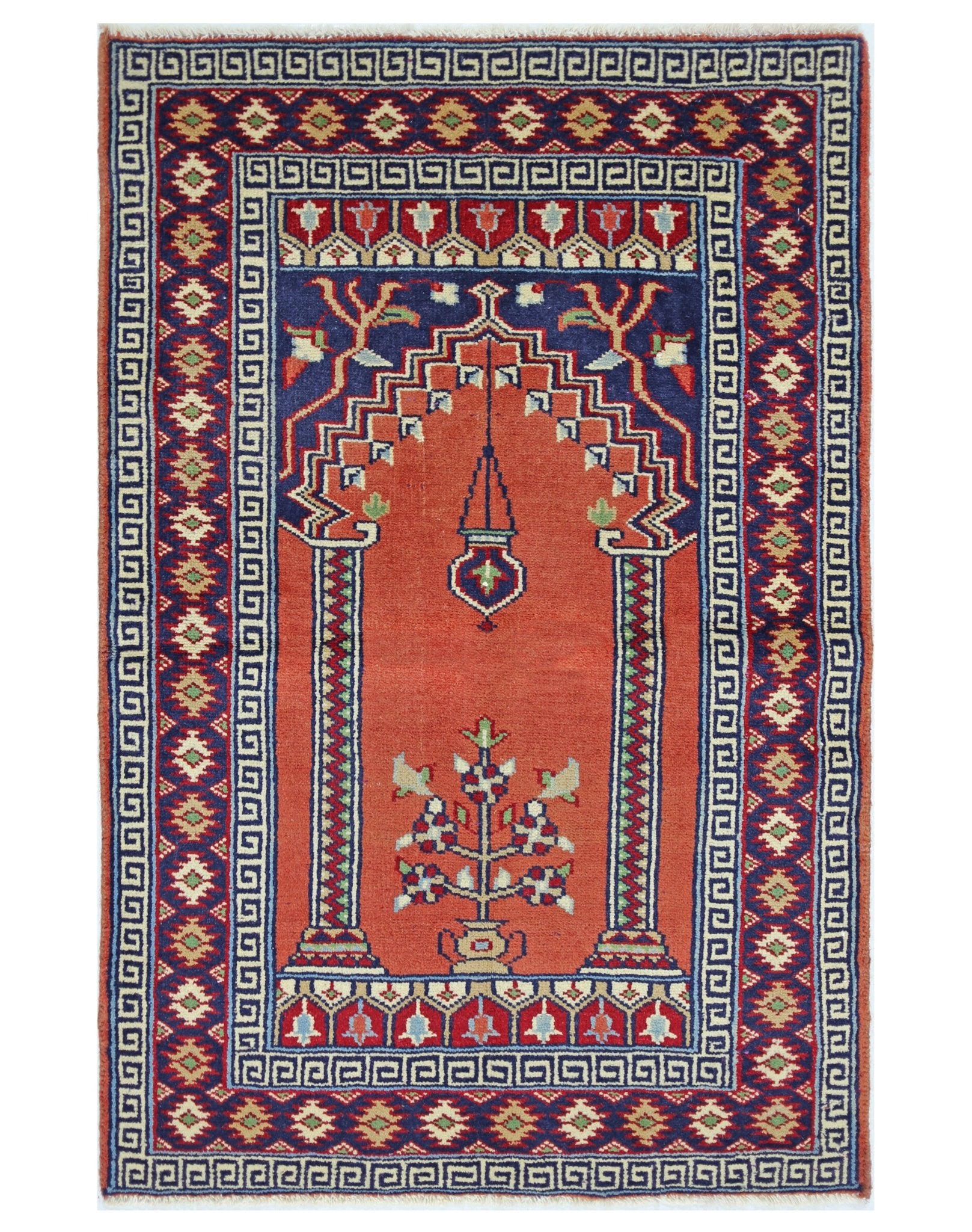 Handmade Mini Vintage Princess Bokhara Prayer Rug | 98 x 64 cm | 3'3" x 2'1" - Najaf Rugs & Textile