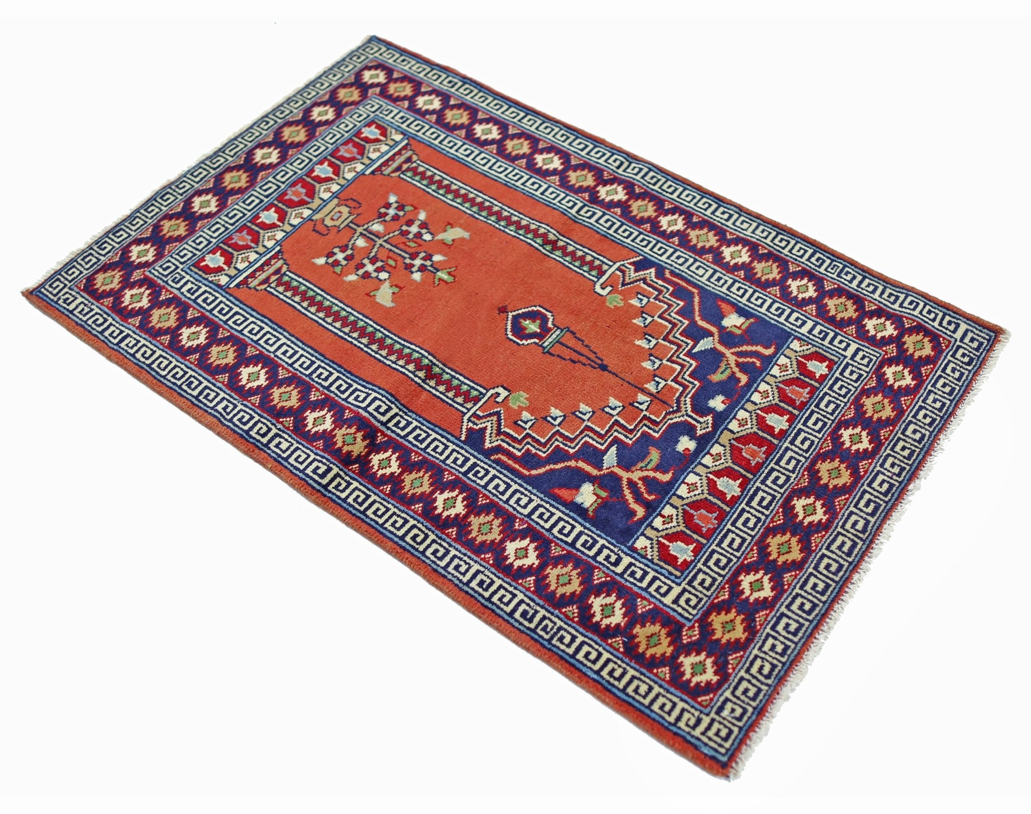 Handmade Mini Vintage Princess Bokhara Prayer Rug | 98 x 64 cm | 3'3" x 2'1" - Najaf Rugs & Textile