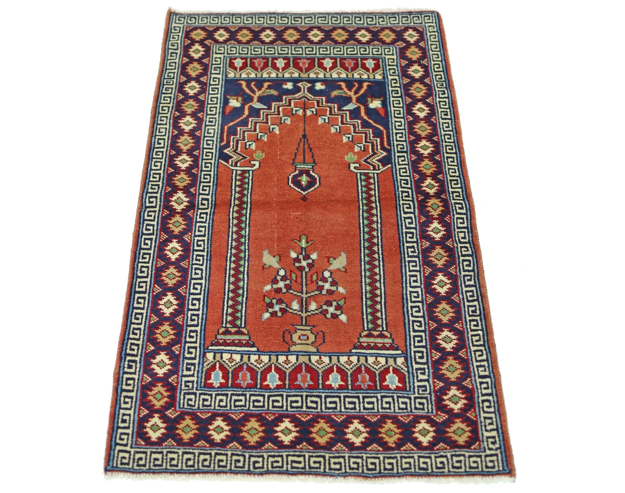 Handmade Mini Vintage Princess Bokhara Prayer Rug | 98 x 64 cm | 3'3" x 2'1" - Najaf Rugs & Textile