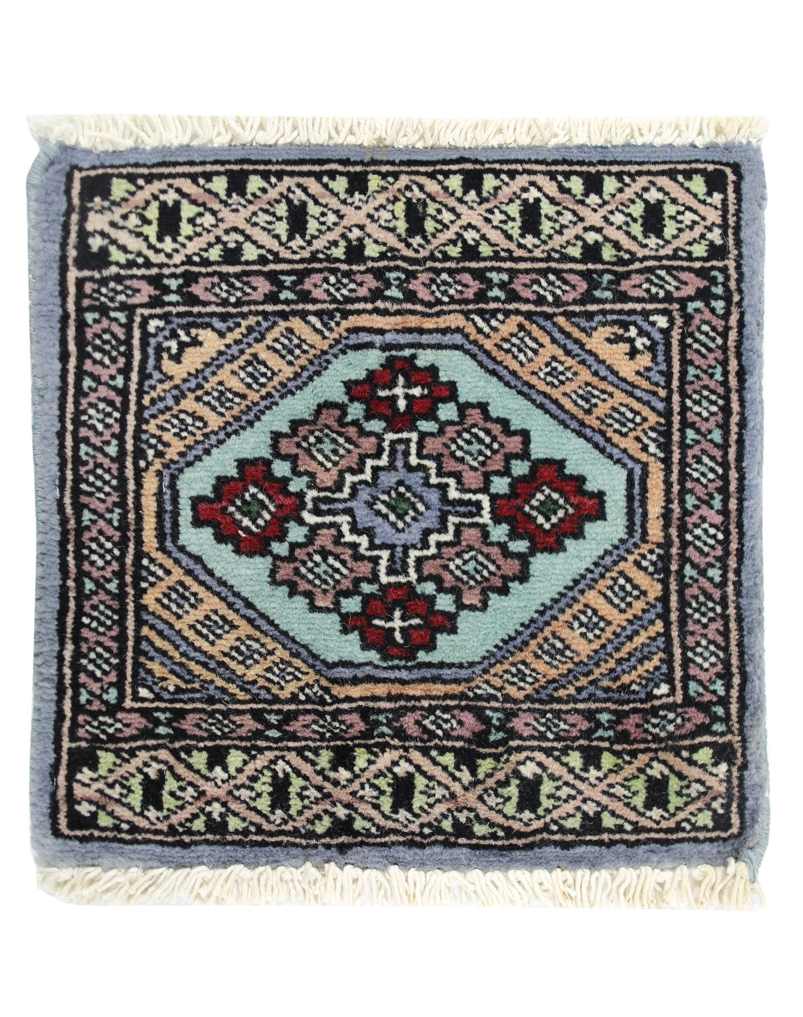 Handmade Mini Vintage Princess Bokhara Rug | 30 x 29 cm | 1' x 1' - Najaf Rugs & Textile