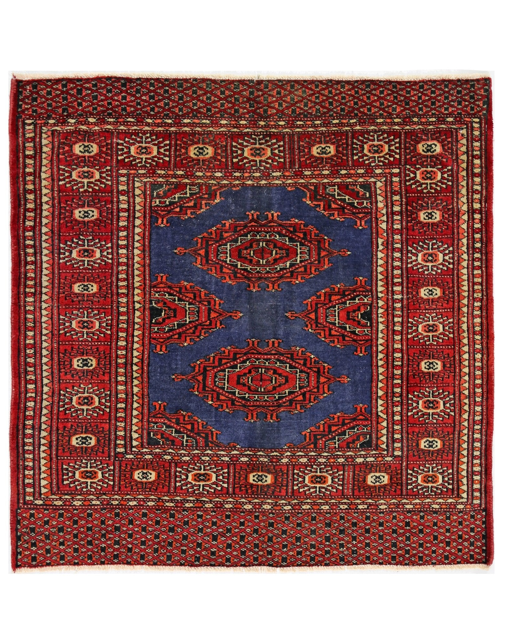 Handmade Mini Vintage Princess Bokhara Rug | 79 x 78 cm | 2'7" x 2'7" - Najaf Rugs & Textile
