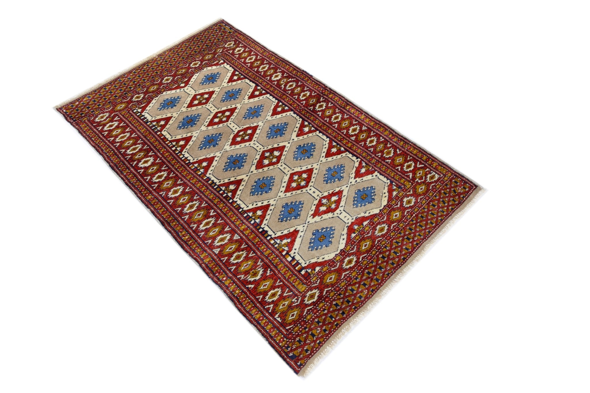 Handmade Mini Vintage Princess Bokhara Rug | 97 x 60 cm | 3'2" x 2' - Najaf Rugs & Textile