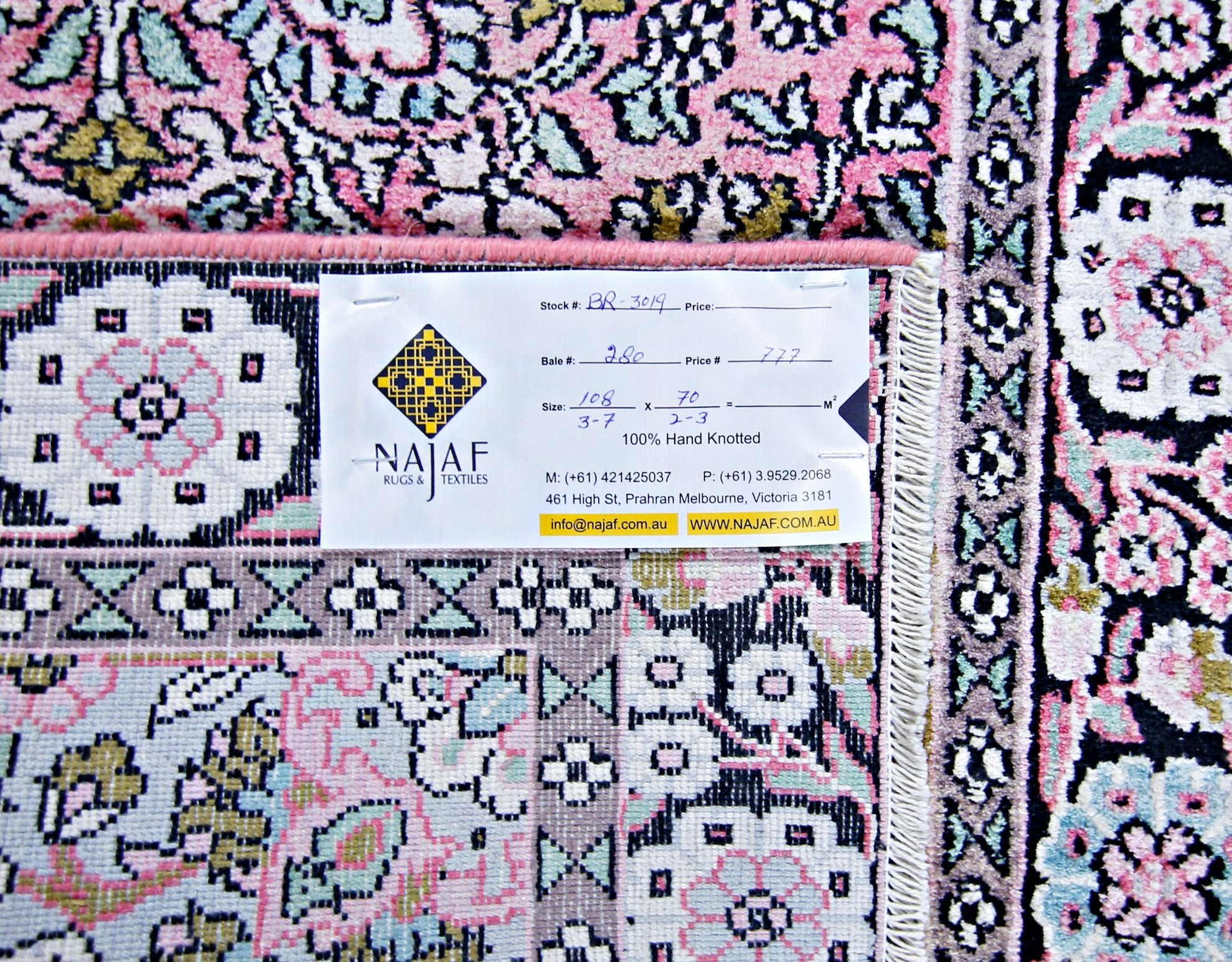 Handmade Mini Vintage Silk Kashmiri Rug | 108 x 70 cm | 3'7" x 2'3" - Najaf Rugs & Textile