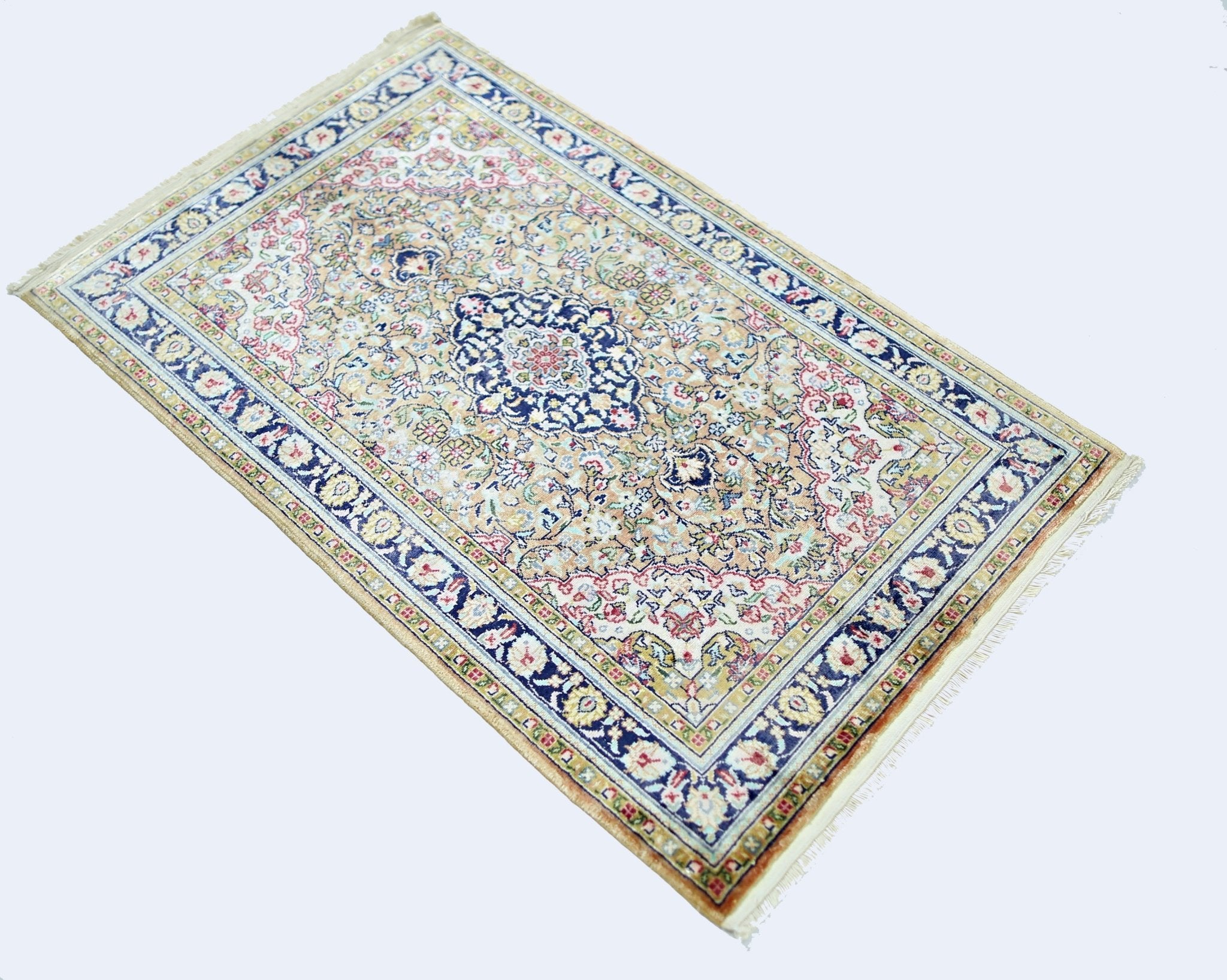 Handmade Mini Vintage Turkish Silk Rug | 97 x 61 cm | 3'2" x 2' - Najaf Rugs & Textile