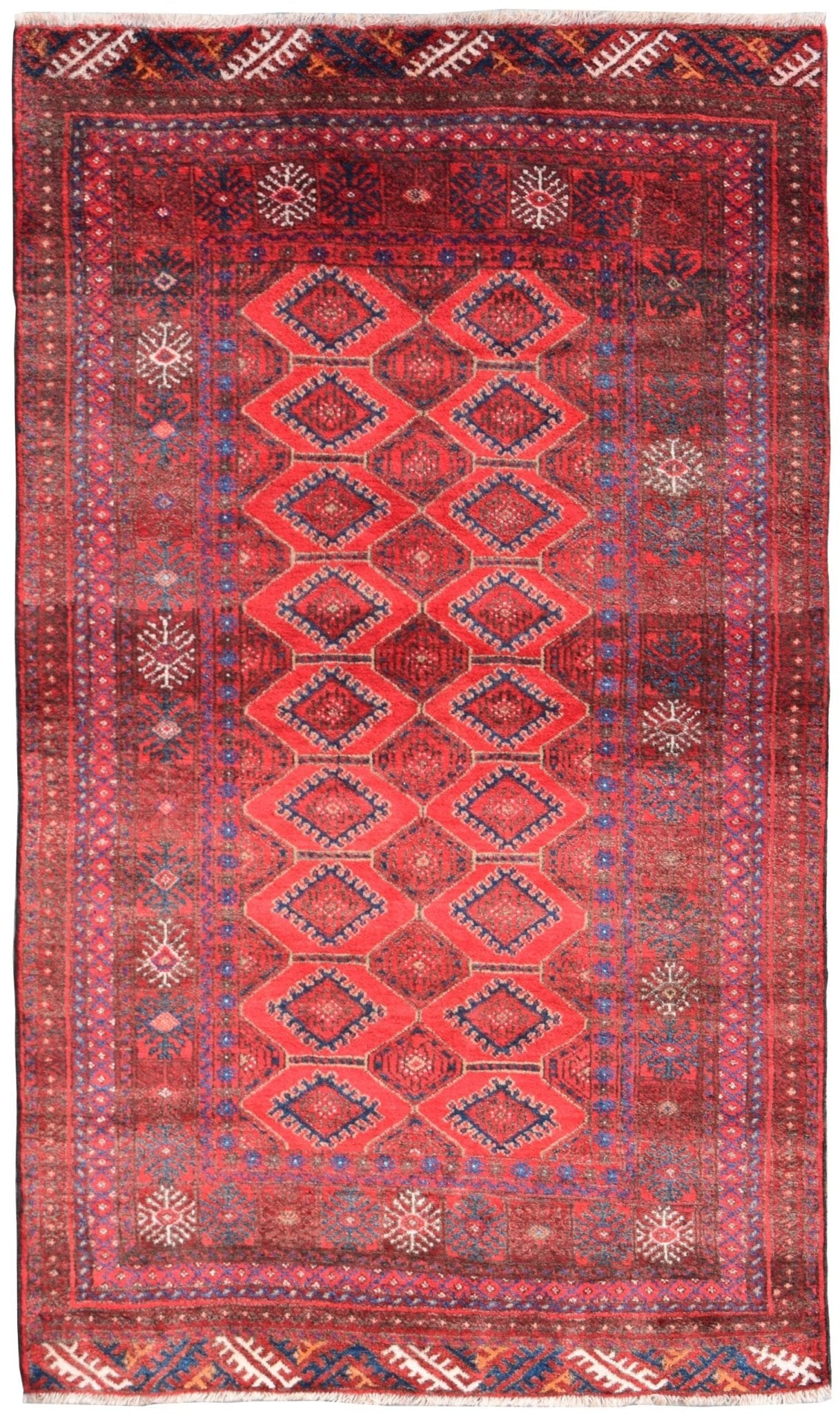 Handmade Old Afghan Shepherd's Rug | 194 x 120 cm | 6'4" x 3'11" - Najaf Rugs & Textile