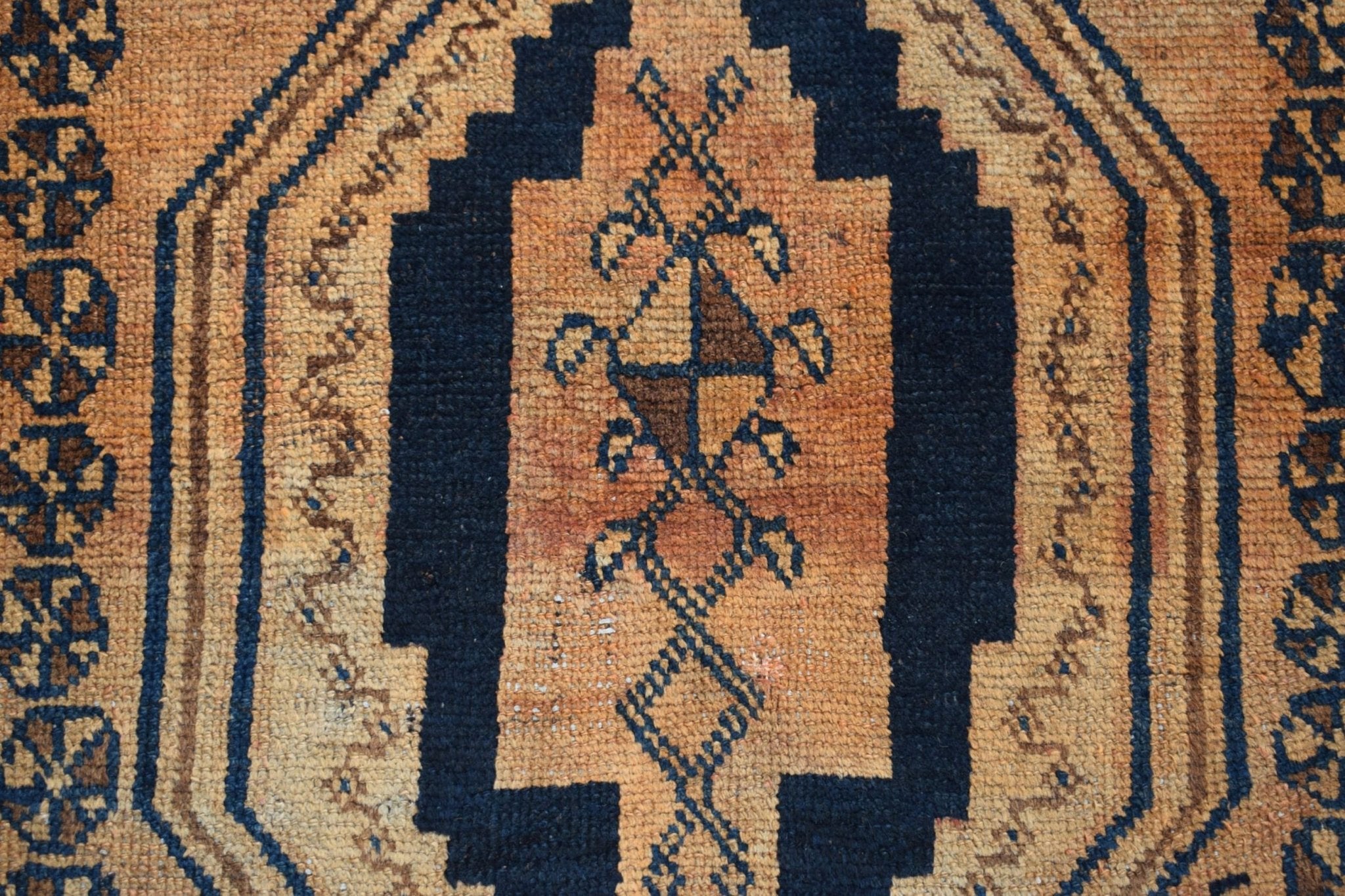 Handmade Old Afghan Shepherd's Rug | 217 x 112 cm | 7'2" x 3'8" - Najaf Rugs & Textile