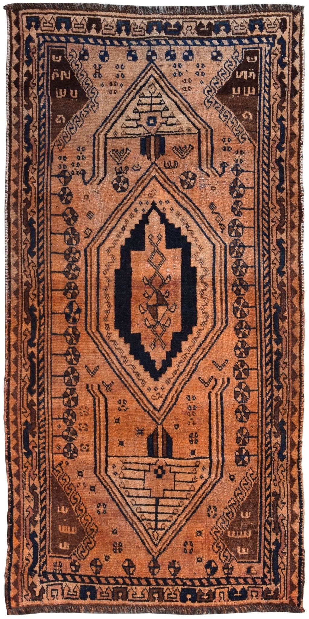 Handmade Old Afghan Shepherd's Rug | 217 x 112 cm | 7'2" x 3'8" - Najaf Rugs & Textile