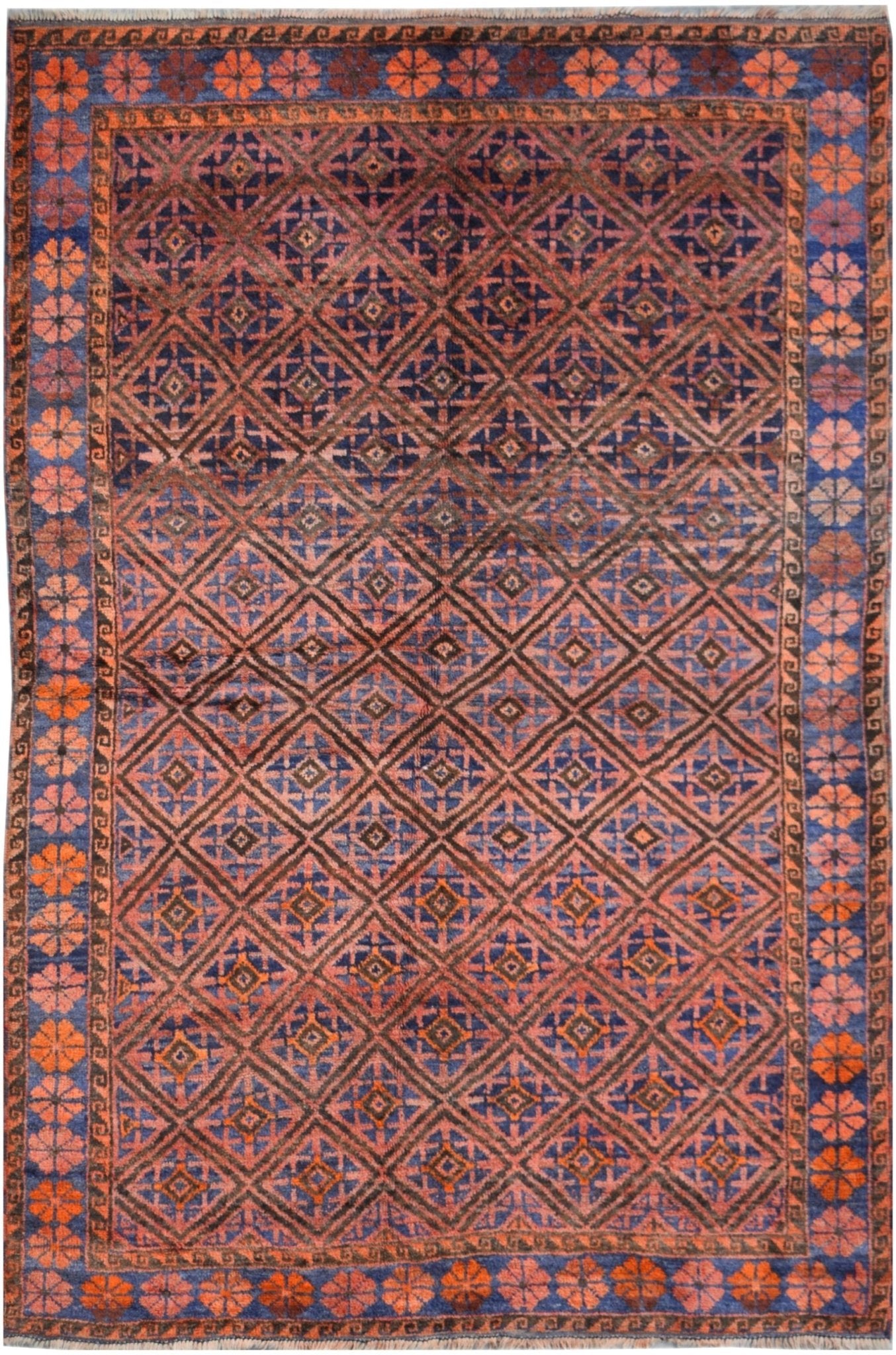 Handmade Old Afghan Shepherd's Rug | 247 x 164 cm | 8'1" x 5'5" - Najaf Rugs & Textile