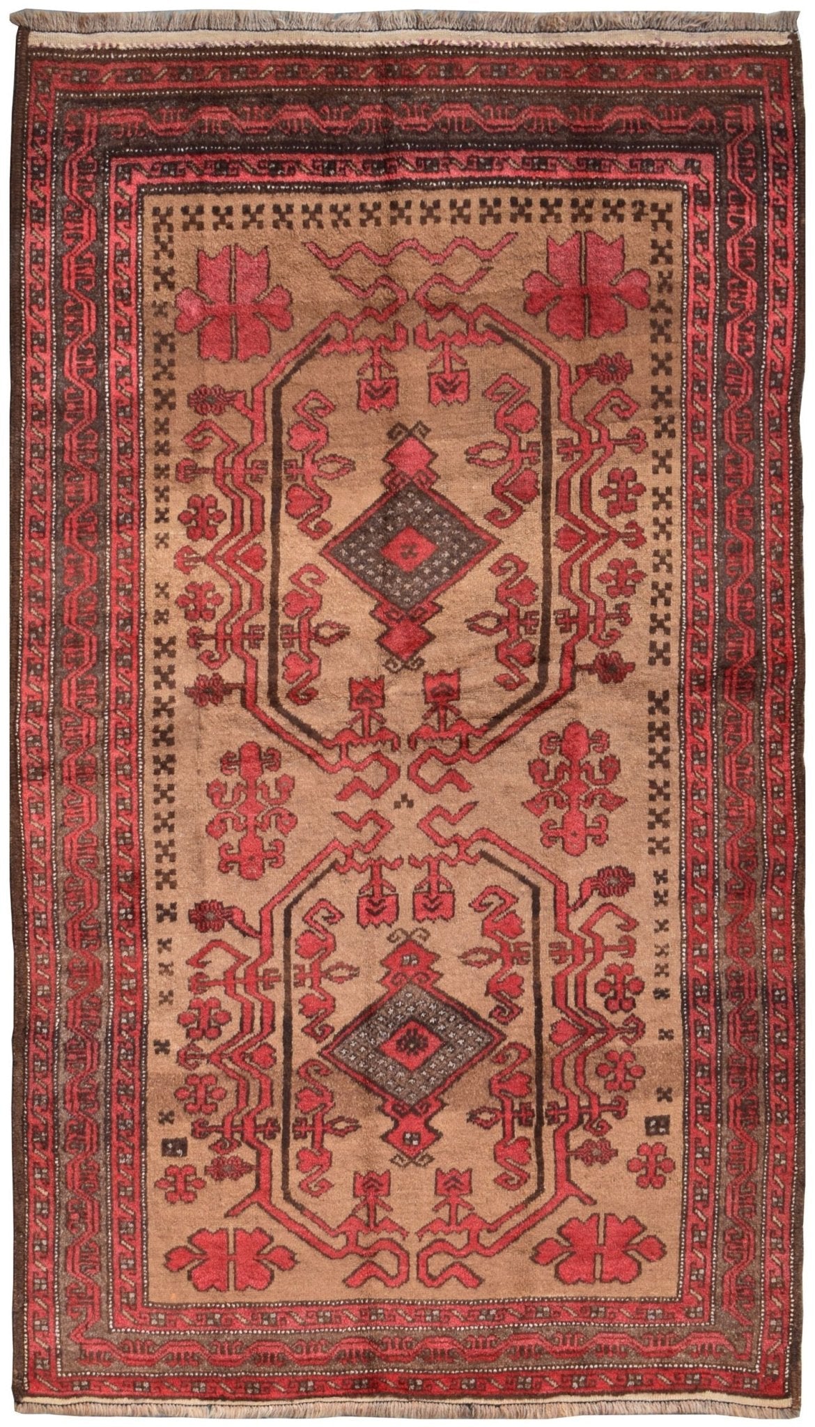 Handmade Old Afghan Tribal Shepherd'sRug | 233 x 143 cm | 7'8" x 4'8" - Najaf Rugs & Textile