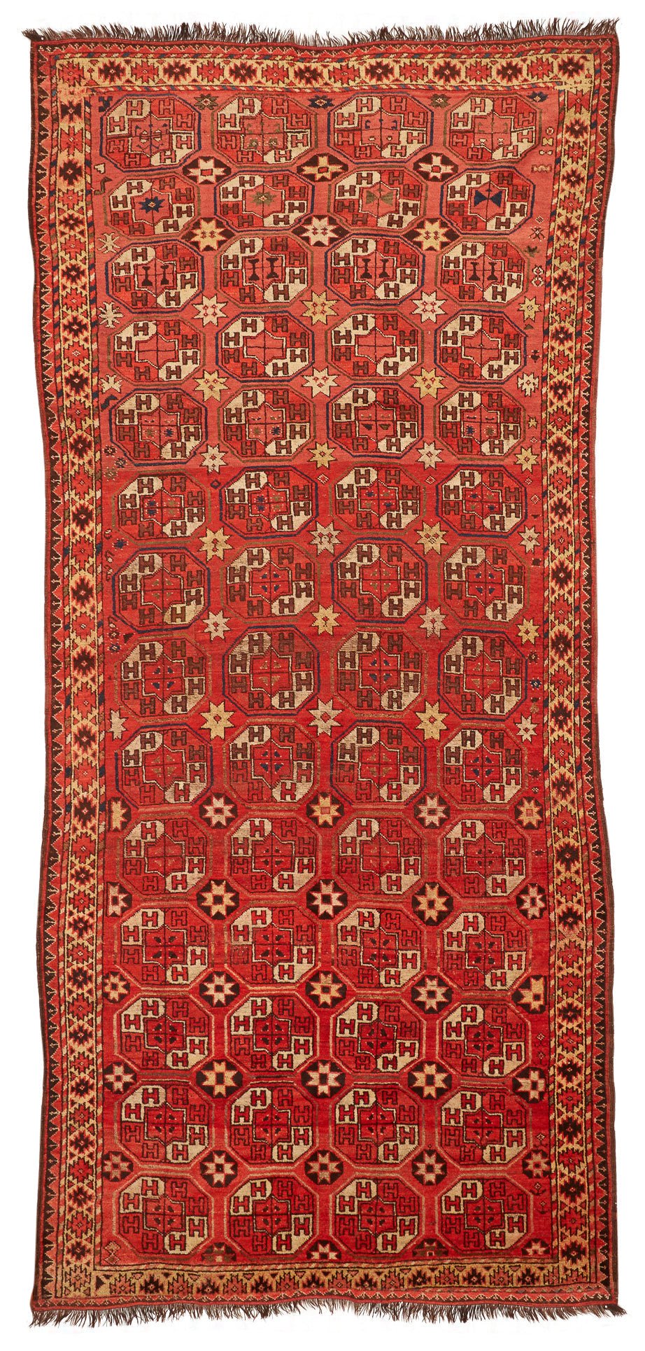 Handmade Old Tribal Kazakh Rug | 338 x 142 cm - Najaf Rugs & Textile