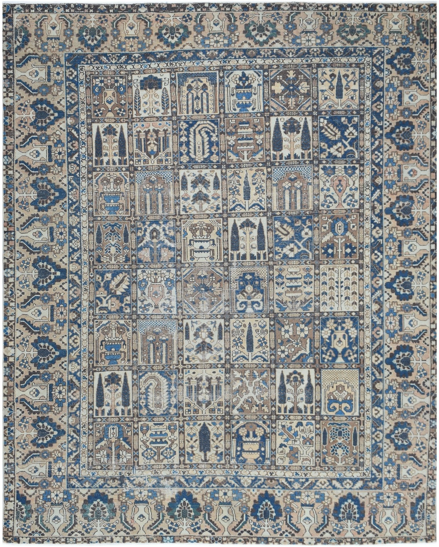 Handmade Persian Vintage Bakthaeri Rug | 349 x 309 cm | 11'5" x 10'2" - Najaf Rugs & Textile