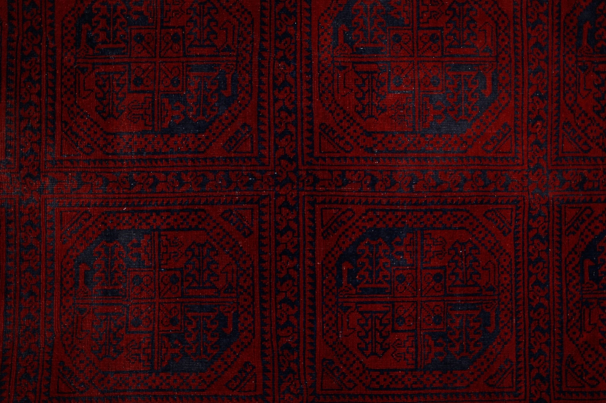 Handmade Semi-Antique Afghan Elephant's Foot Rug | 366 x 250 cm | 11' x 8'3" - Najaf Rugs & Textile