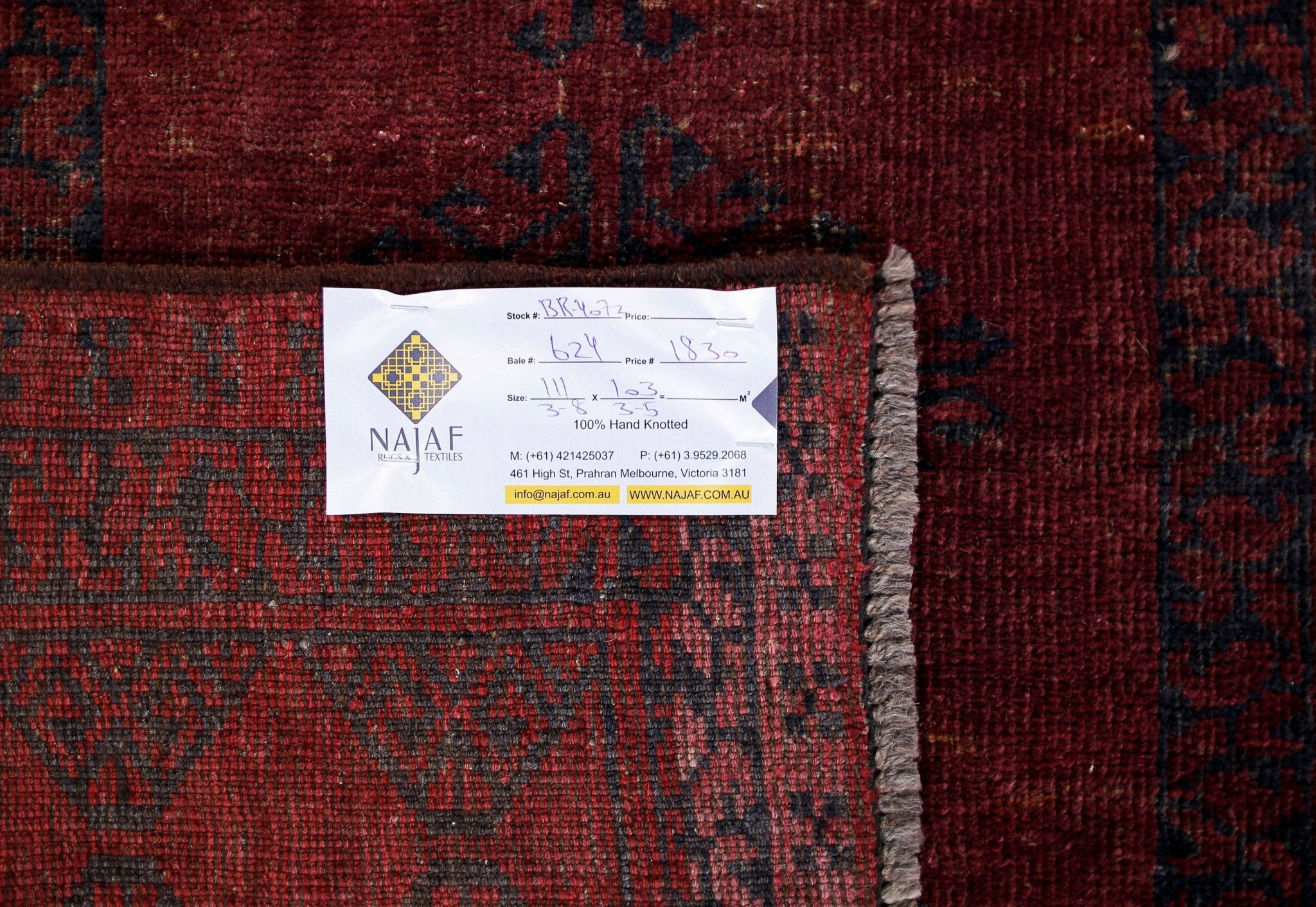 Handmade Semi-Antique Afghan Turkmen Rug | 111 x 103 cm | 3'8" x 3'5'" - Najaf Rugs & Textile
