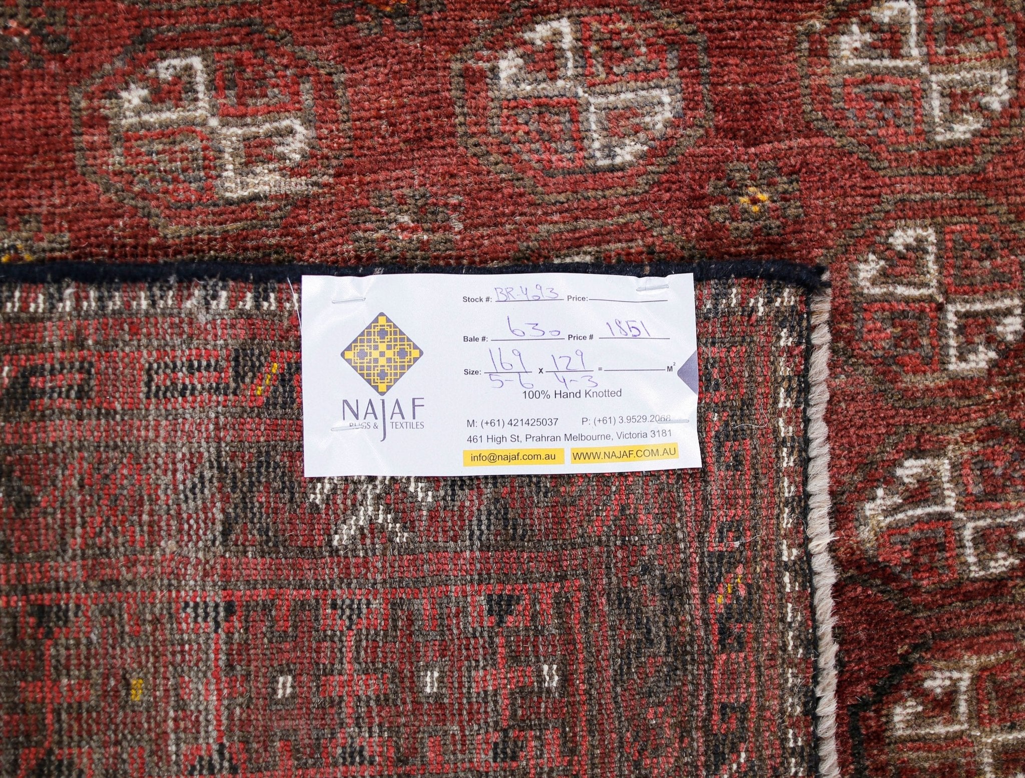 Handmade Semi-Antique Afghan Turkmen Rug | 169 x 129 cm | 5'6" x 4'3" - Najaf Rugs & Textile