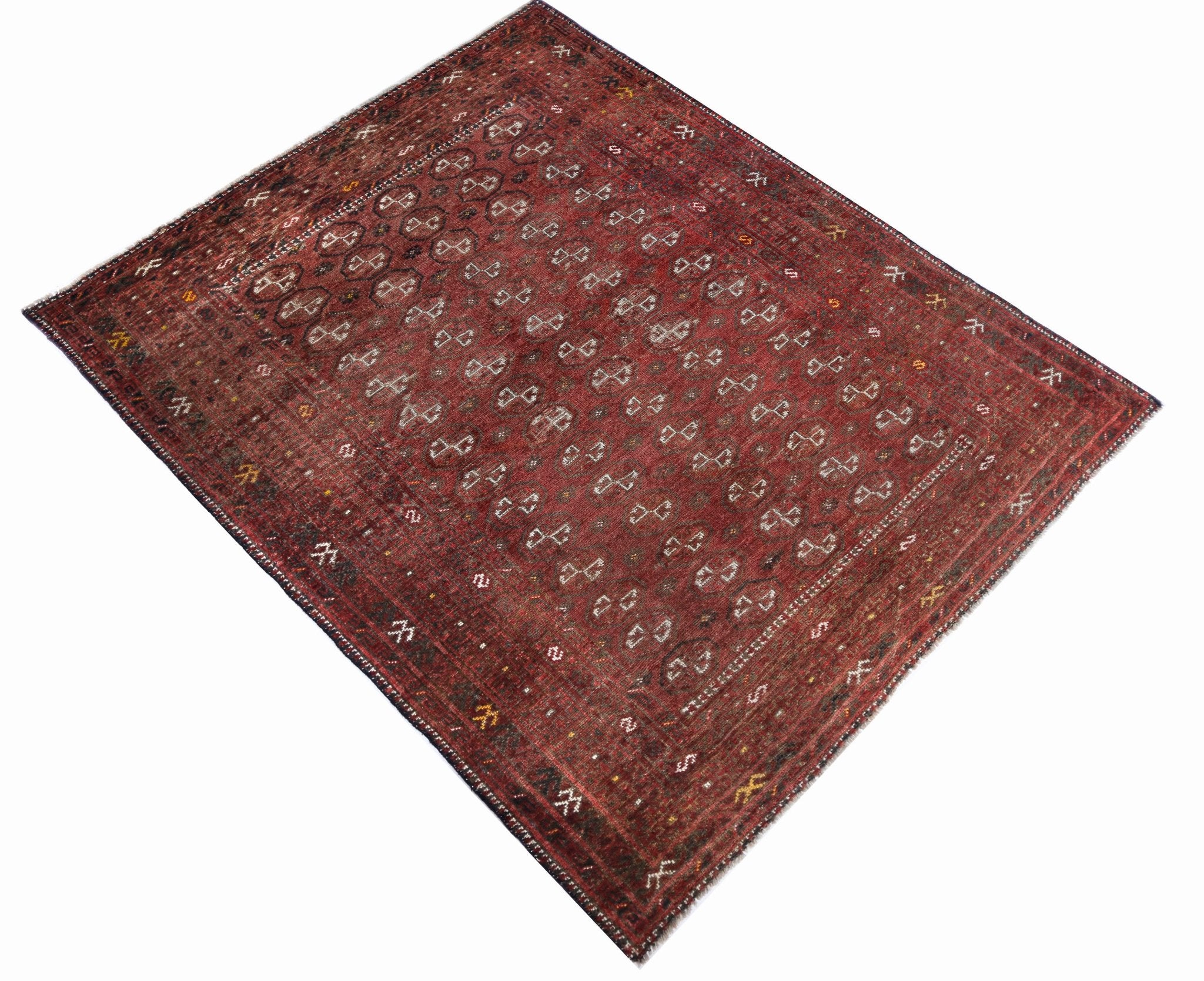 Handmade Semi-Antique Afghan Turkmen Rug | 169 x 129 cm | 5'6" x 4'3" - Najaf Rugs & Textile