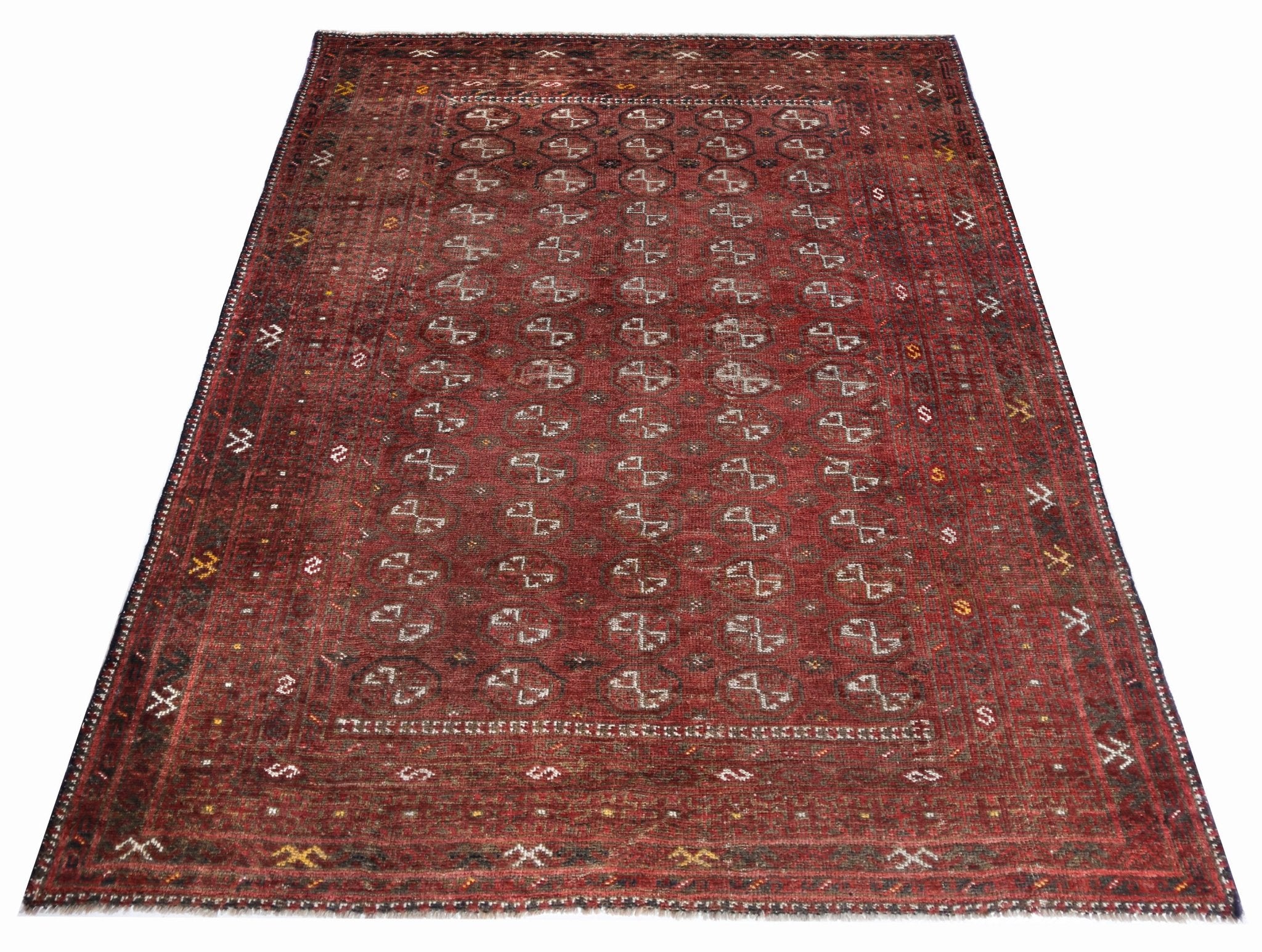 Handmade Semi-Antique Afghan Turkmen Rug | 169 x 129 cm | 5'6" x 4'3" - Najaf Rugs & Textile