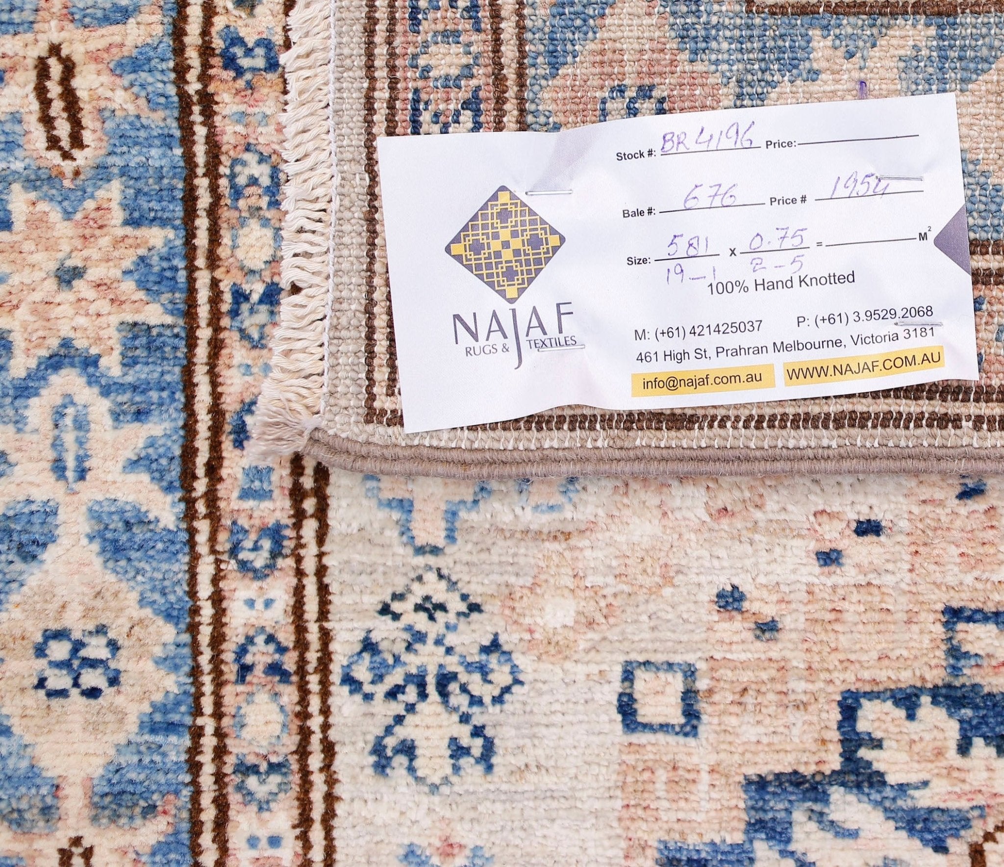 Handmade Super Kazakh Hallway Runner | 581 x 75 cm | 19'1" x 2'5" - Najaf Rugs & Textile