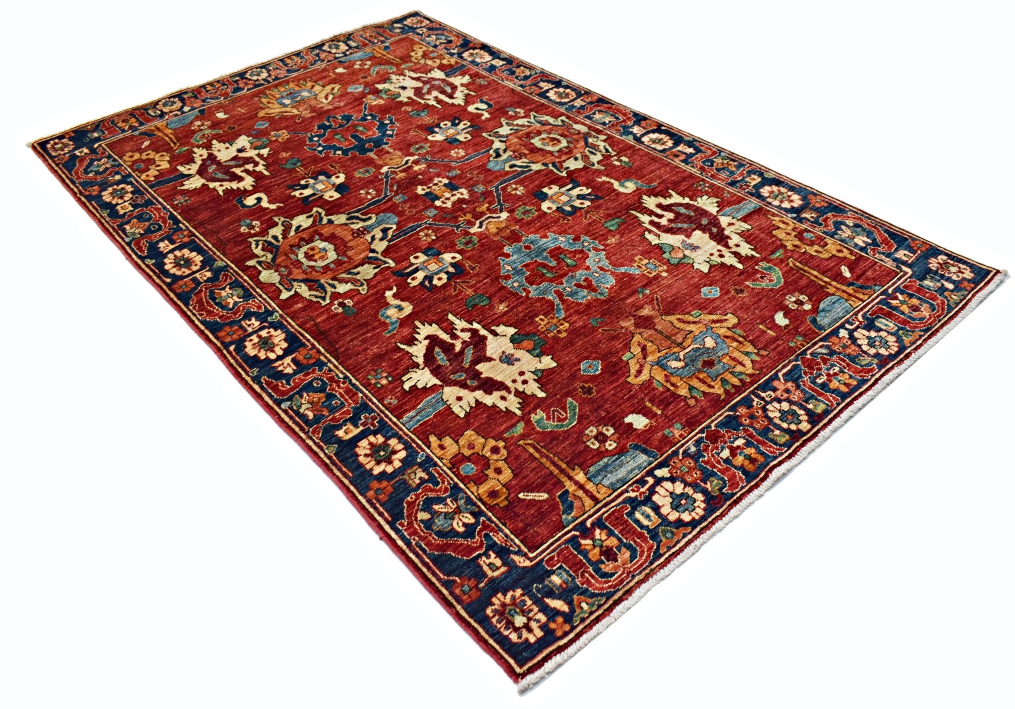 Handmade Traditional Afghan Chobi Rug | 246 x 154 cm | 8'1" x 5'1" - Najaf Rugs & Textile