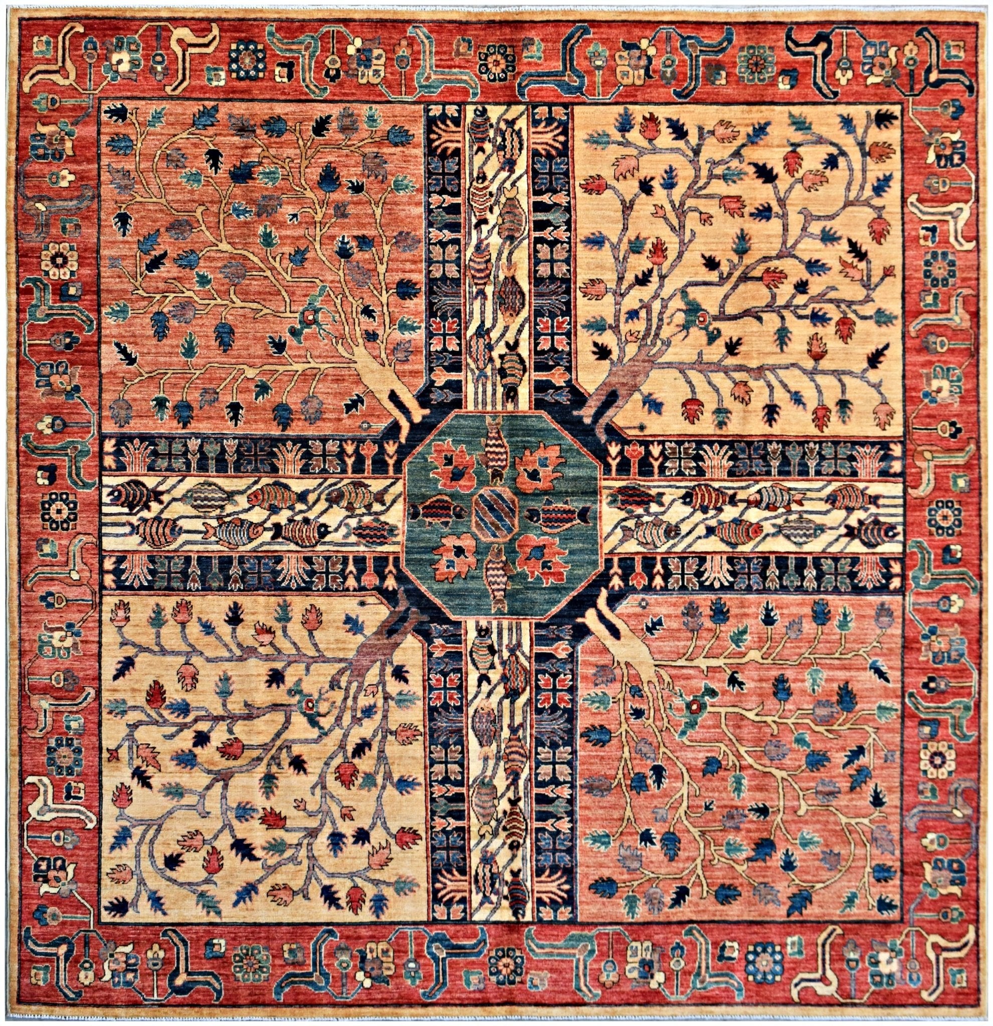 Handmade Traditional Afghan Chobi Rug | 246 x 247 cm | 8'1" x 8'2" - Najaf Rugs & Textile