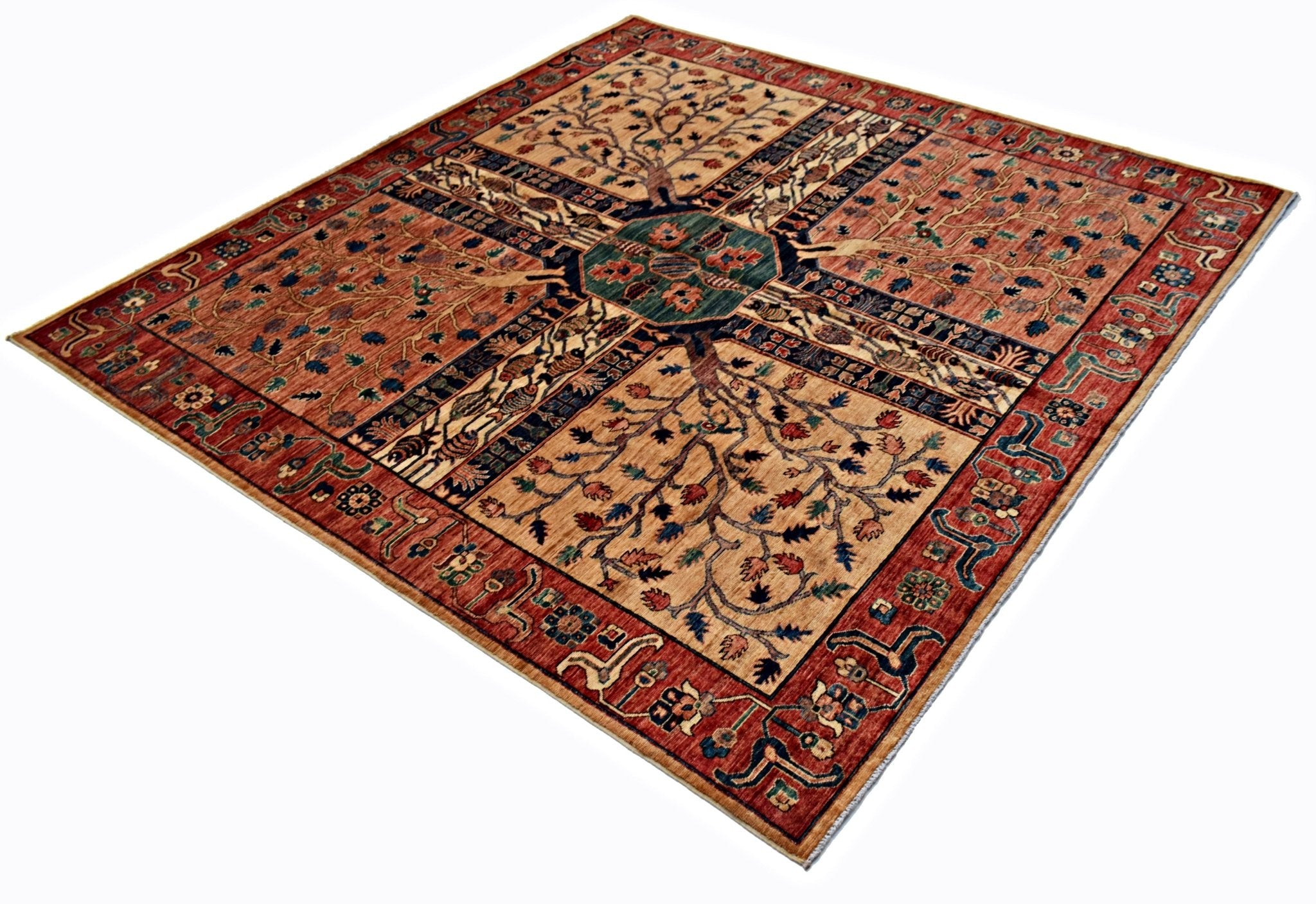 Handmade Traditional Afghan Chobi Rug | 246 x 247 cm | 8'1" x 8'2" - Najaf Rugs & Textile
