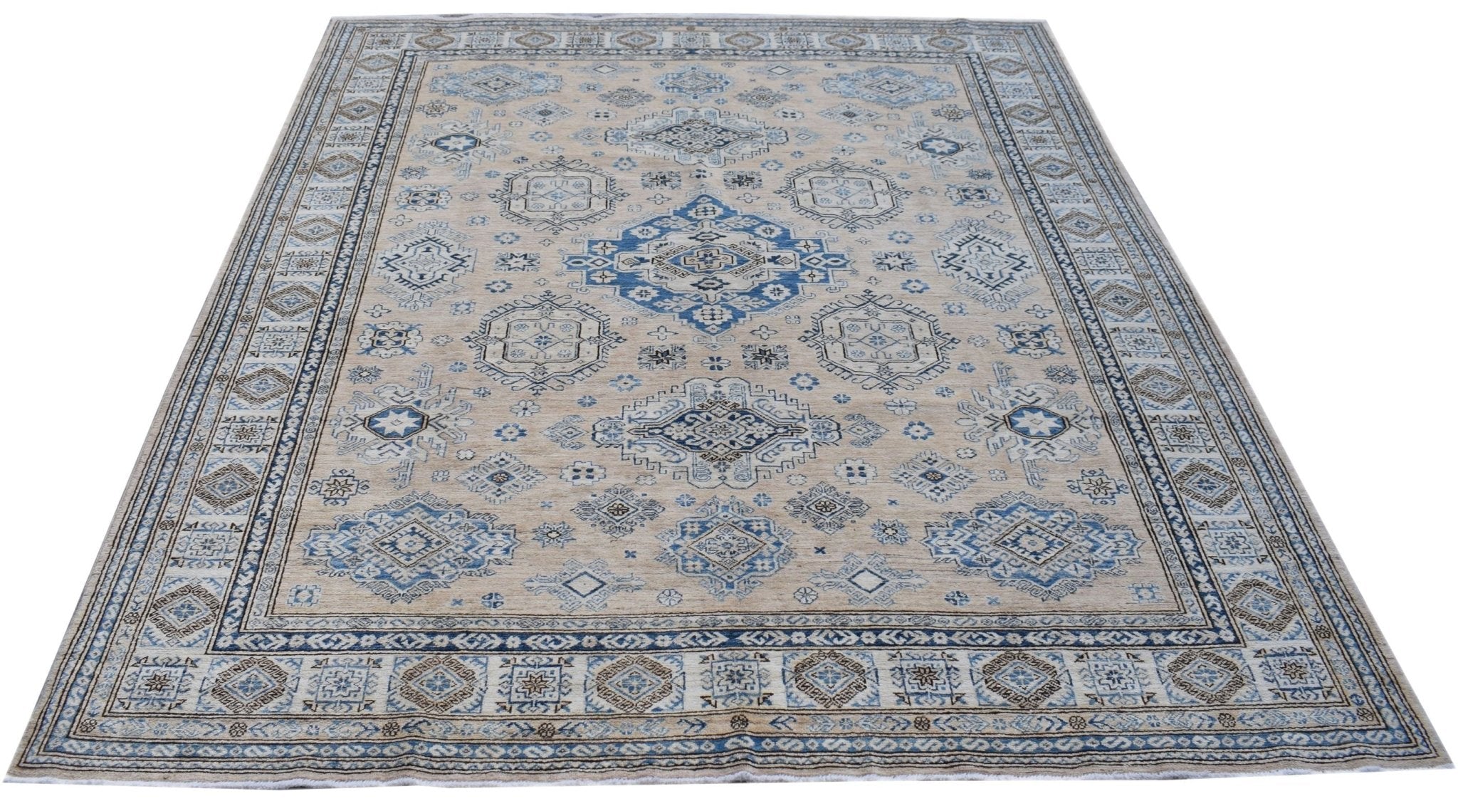 Handmade Traditional Afghan Super Kazakh Rug | 301 x 252 cm | 9'11" x 8'4" - Najaf Rugs & Textile