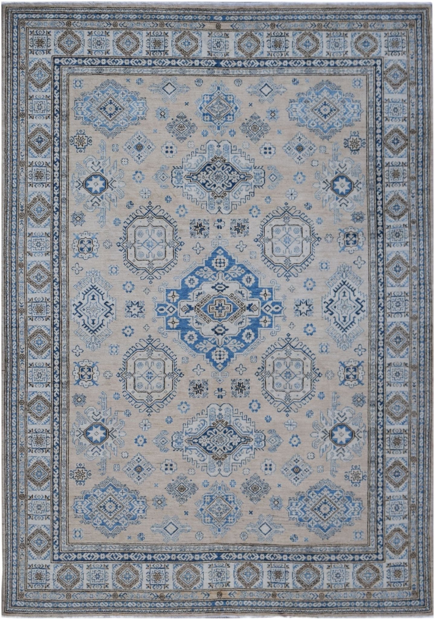 Handmade Traditional Afghan Super Kazakh Rug | 301 x 252 cm | 9'11" x 8'4" - Najaf Rugs & Textile