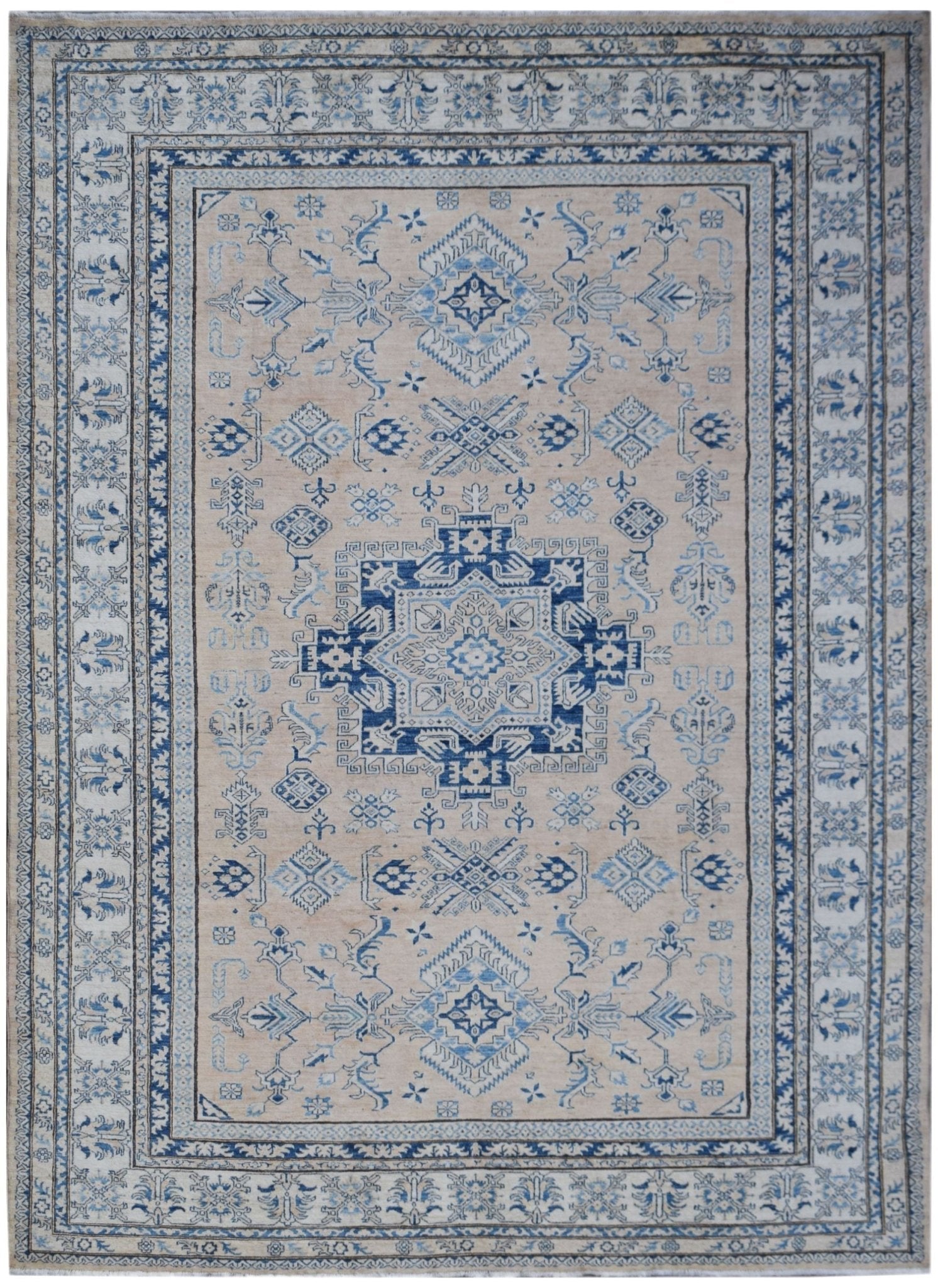 Handmade Traditional Afghan Super Kazakh Rug | 321 x 266 cm | 10'7" x 8'9" - Najaf Rugs & Textile