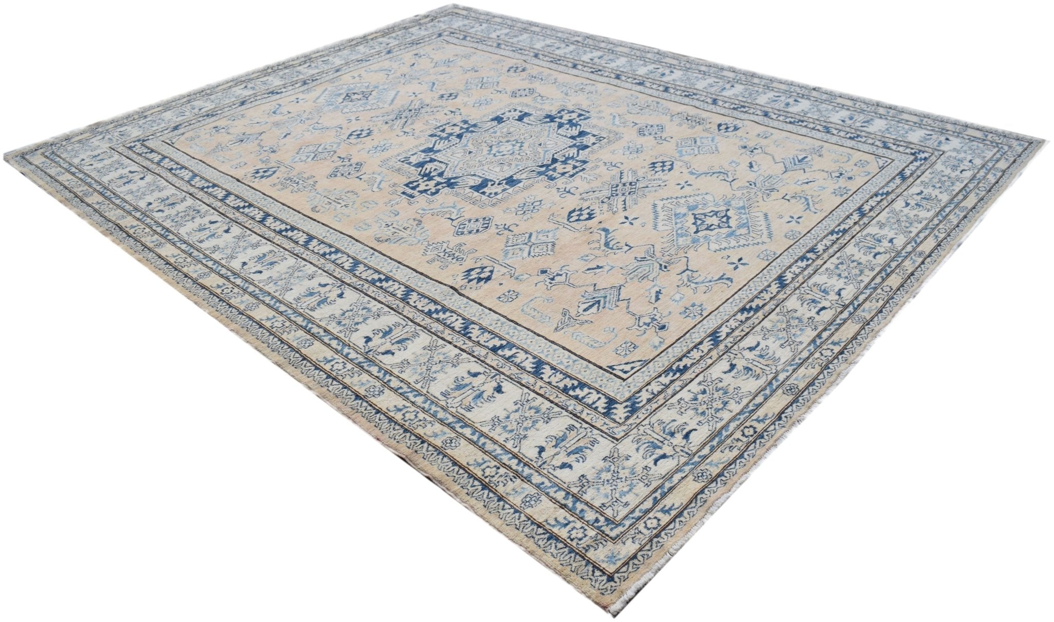 Handmade Traditional Afghan Super Kazakh Rug | 321 x 266 cm | 10'7" x 8'9" - Najaf Rugs & Textile