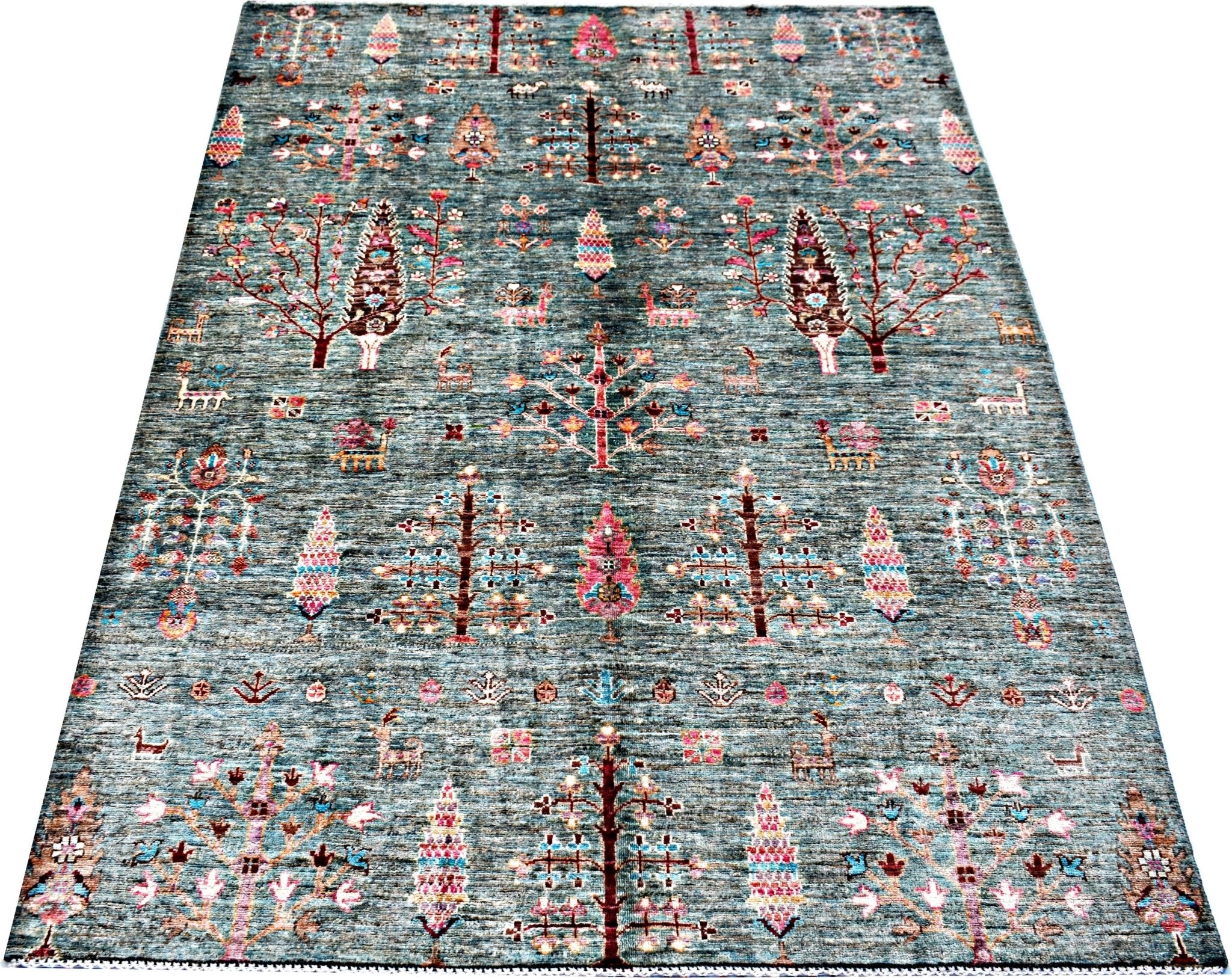 Handmade Traditional Afghan Tree of Life Rug | 207 x 152 cm | 6'10" x 5' - Najaf Rugs & Textile