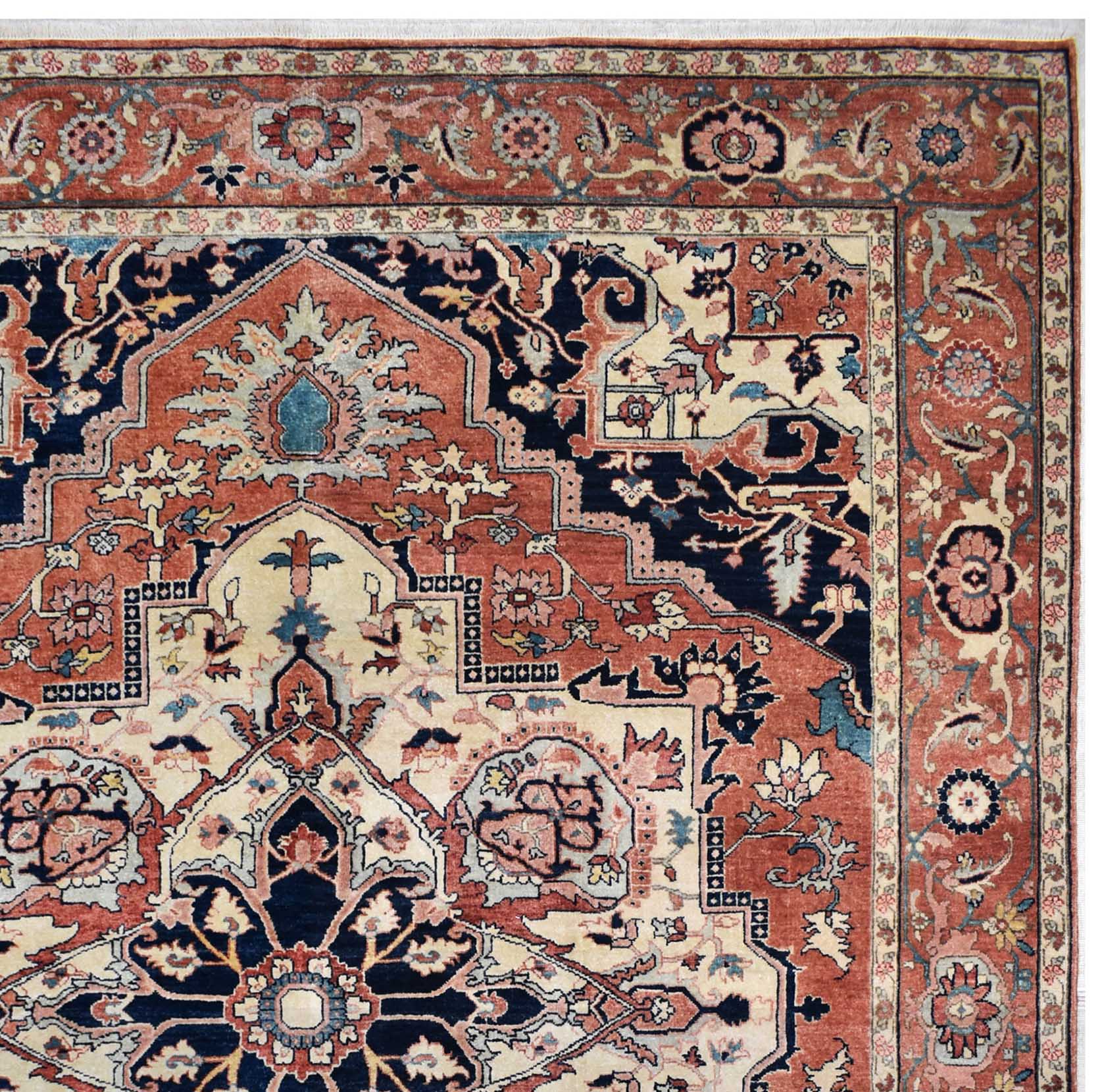 Handmade Traditional Heriz Rug | 301 x 247 cm | 9'8" x 8'10" - Najaf Rugs & Textile