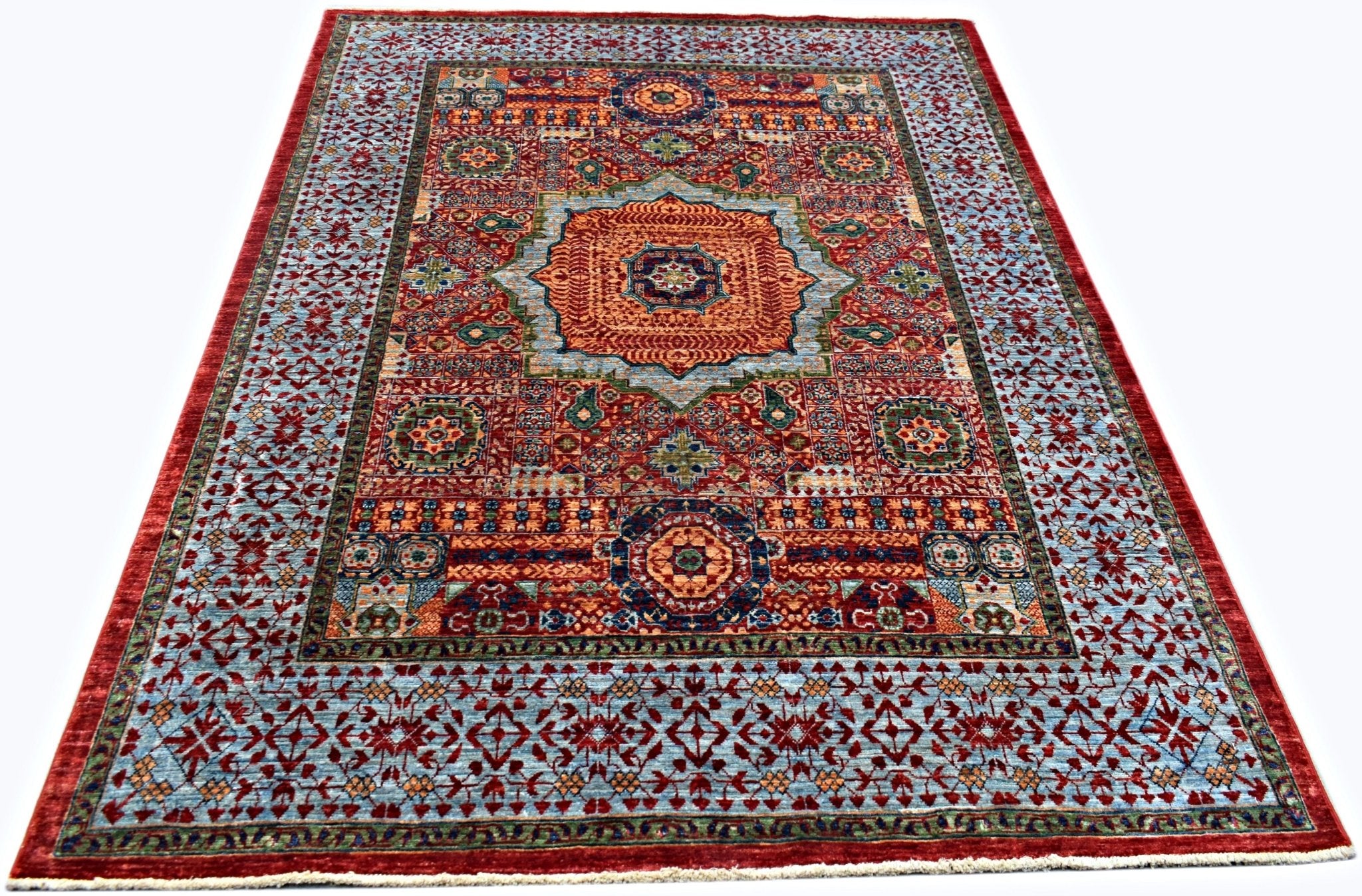 Handmade Traditional Mamluk Chobi Rug | 213 x 154 cm | 7' x 5' - Najaf Rugs & Textile