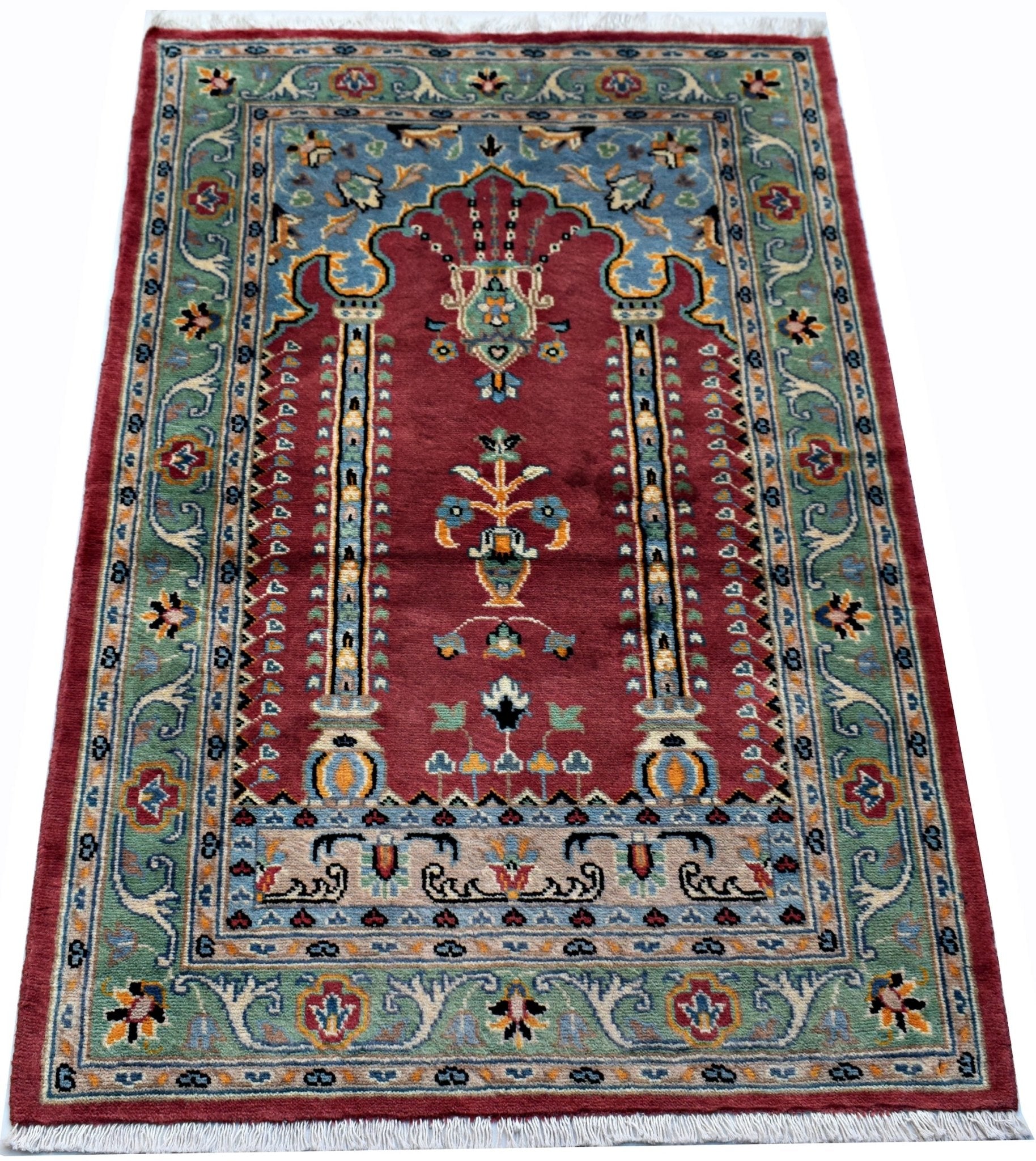 Handmade Traditional Prayer Rug | 121 x 80 cm | 4' x 2'8" - Najaf Rugs & Textile